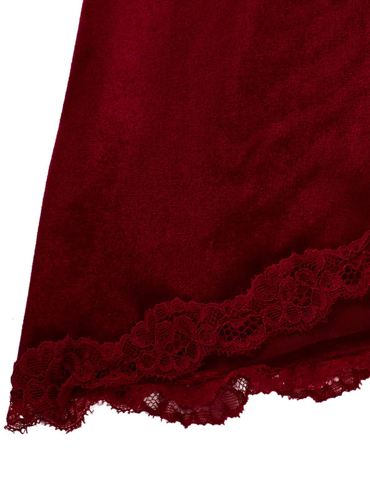 Deep Red 1980s Lace-Up Velvet Strap Nightgown - Image 4