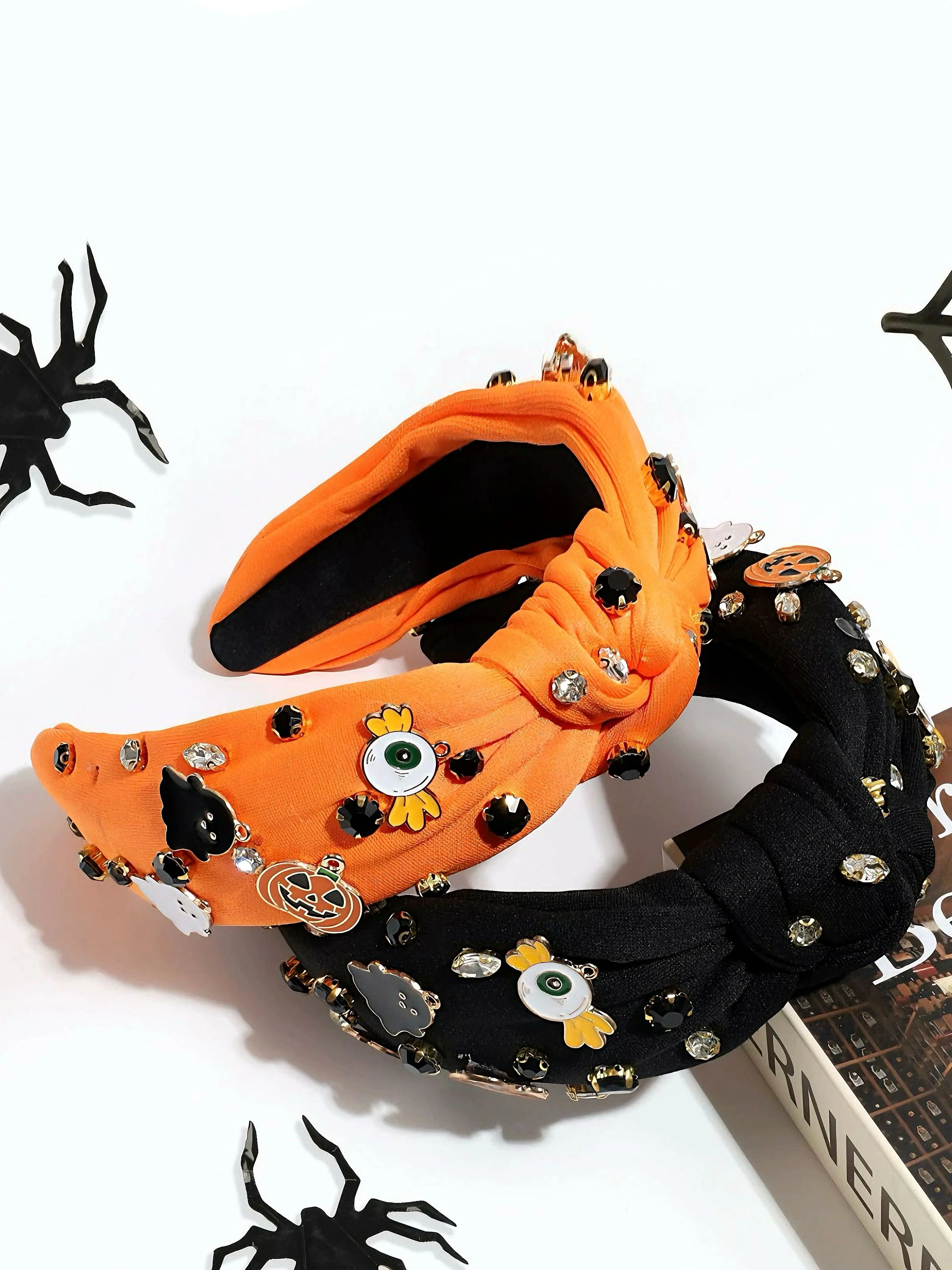 Devil Pumpkin Ghost Rhinestone Knotted Headband - Image 2