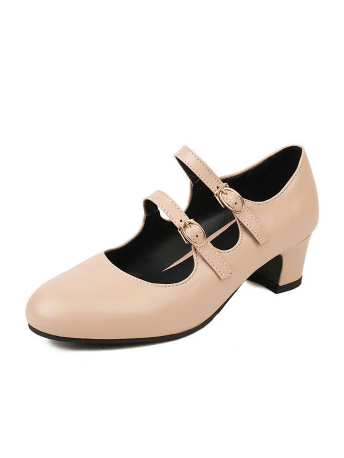 Double Buckle Heels Mary Jane Shoes - Image 3