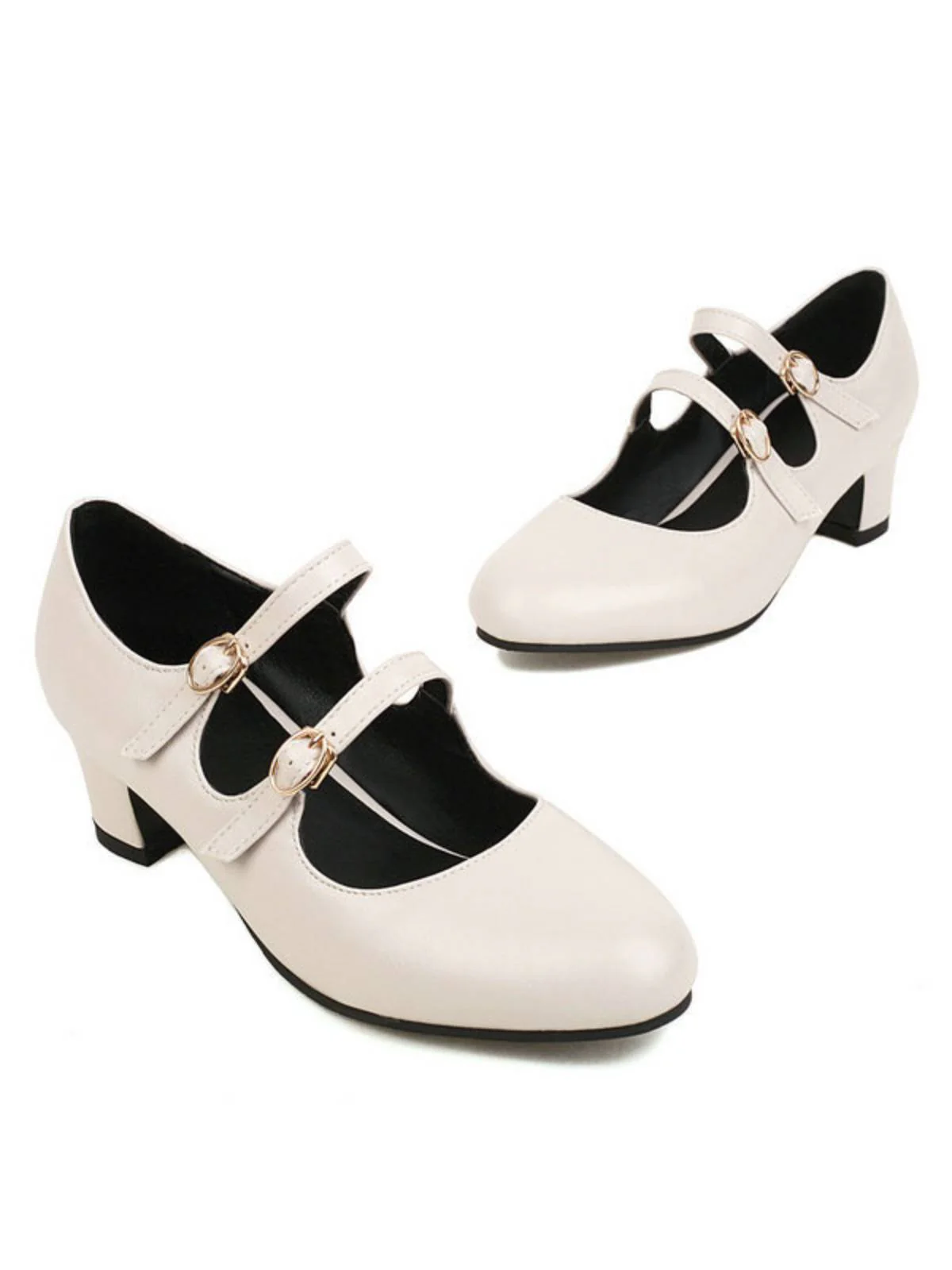 Double Buckle Heels Mary Jane Shoes - Image 5