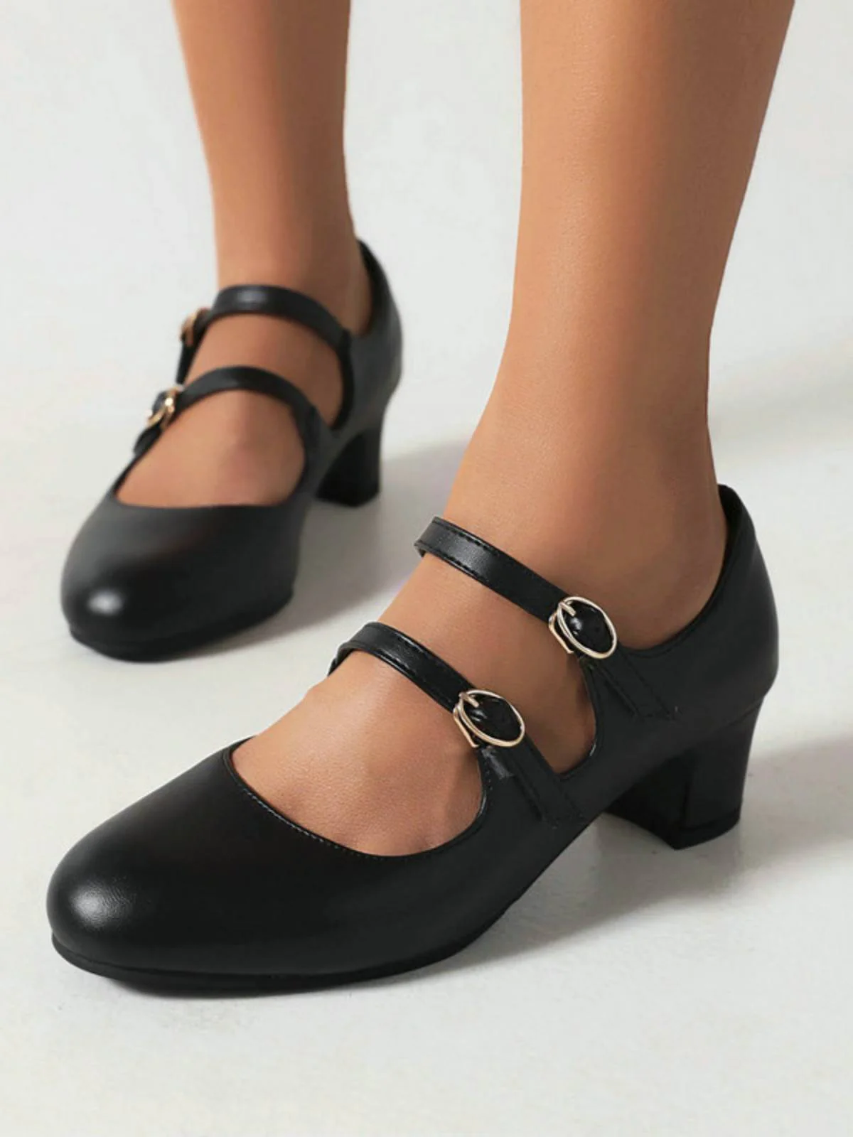 Double Buckle Heels Mary Jane Shoes - Image 9