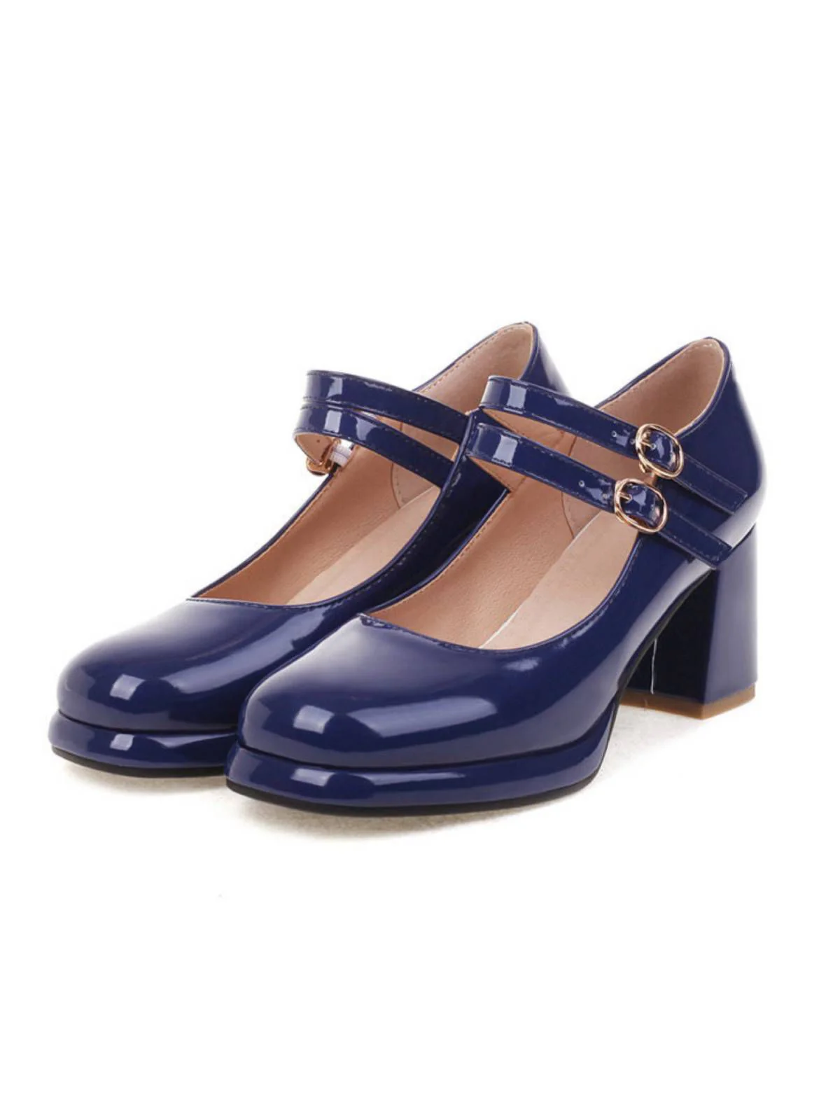 Double Buckles Mary Jane Heels Shoes - Image 4
