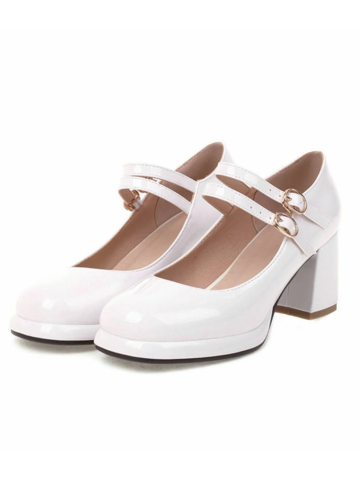 Double Buckles Mary Jane Heels Shoes - Image 5