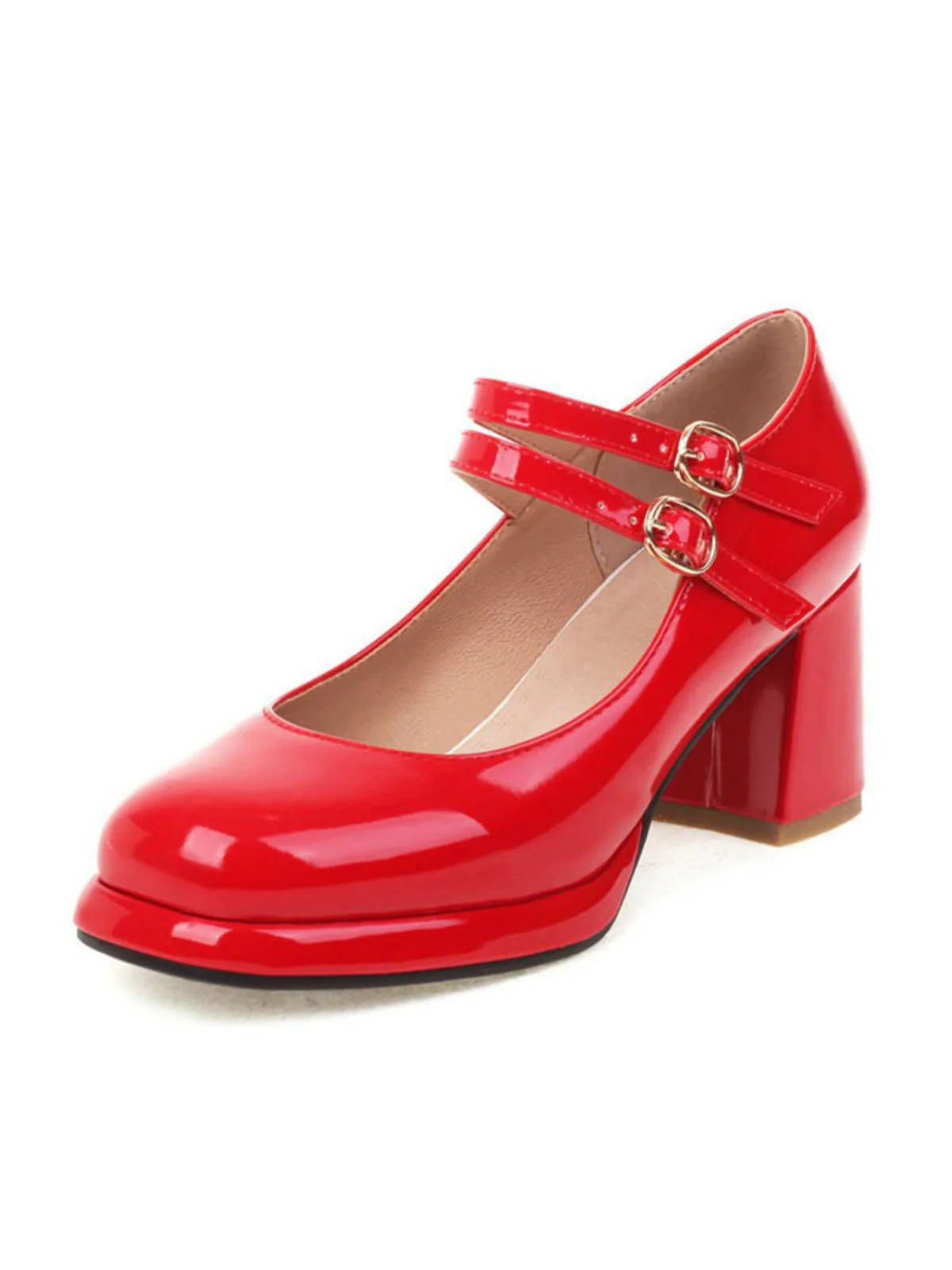 Double Buckles Mary Jane Heels Shoes - Image 6