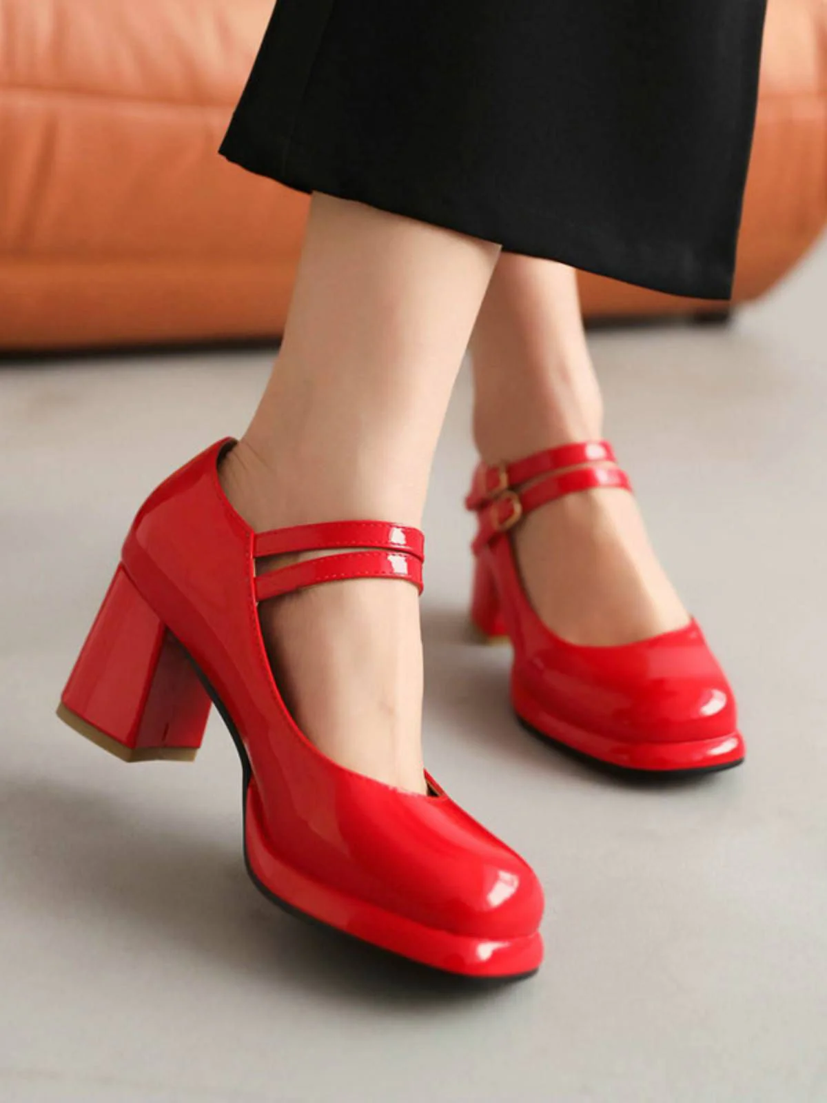 Double Buckles Mary Jane Heels Shoes - Image 7