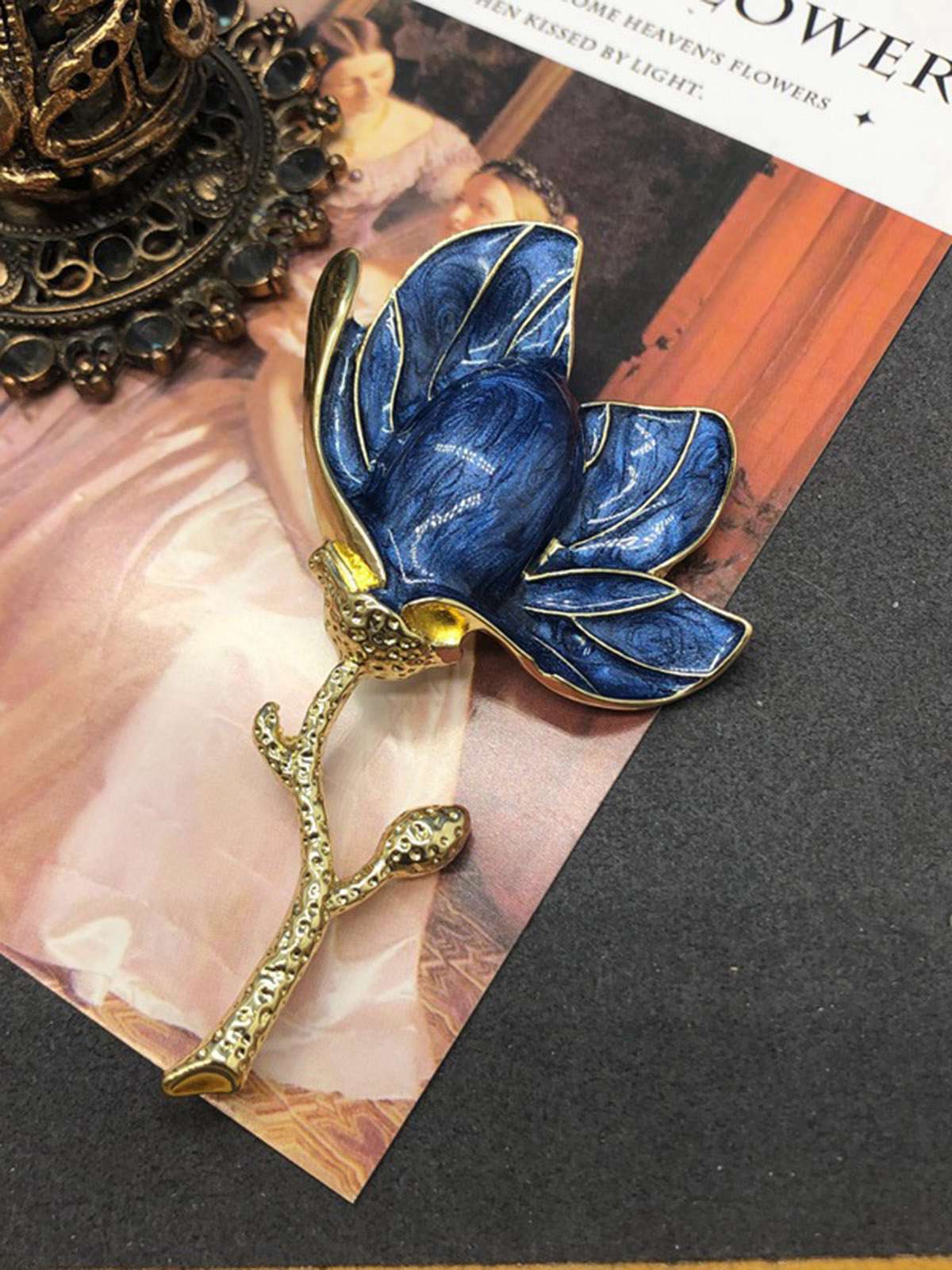Enamel 3D Magnolia Flower Brooch - Image 4