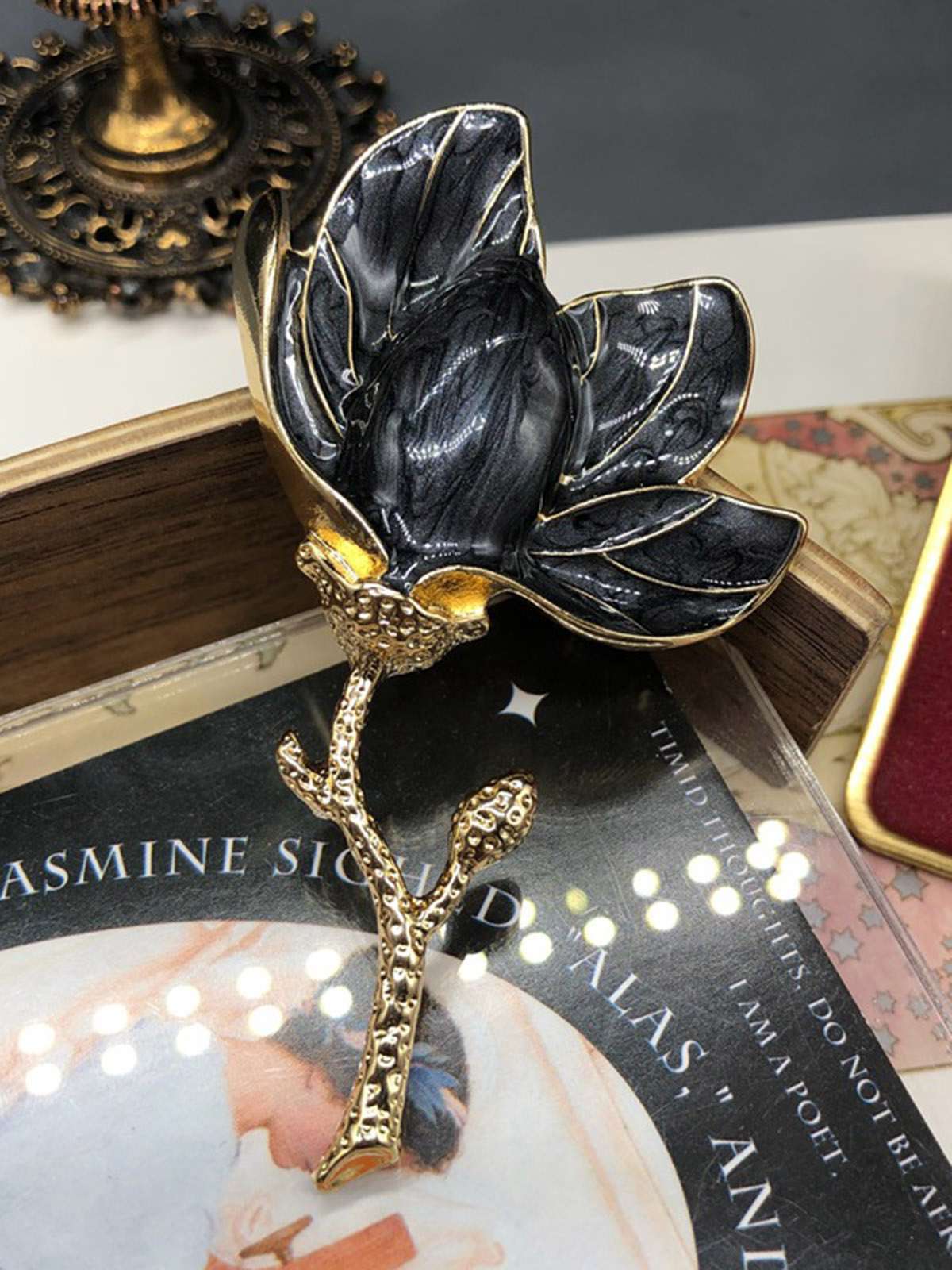 Enamel 3D Magnolia Flower Brooch - Image 5