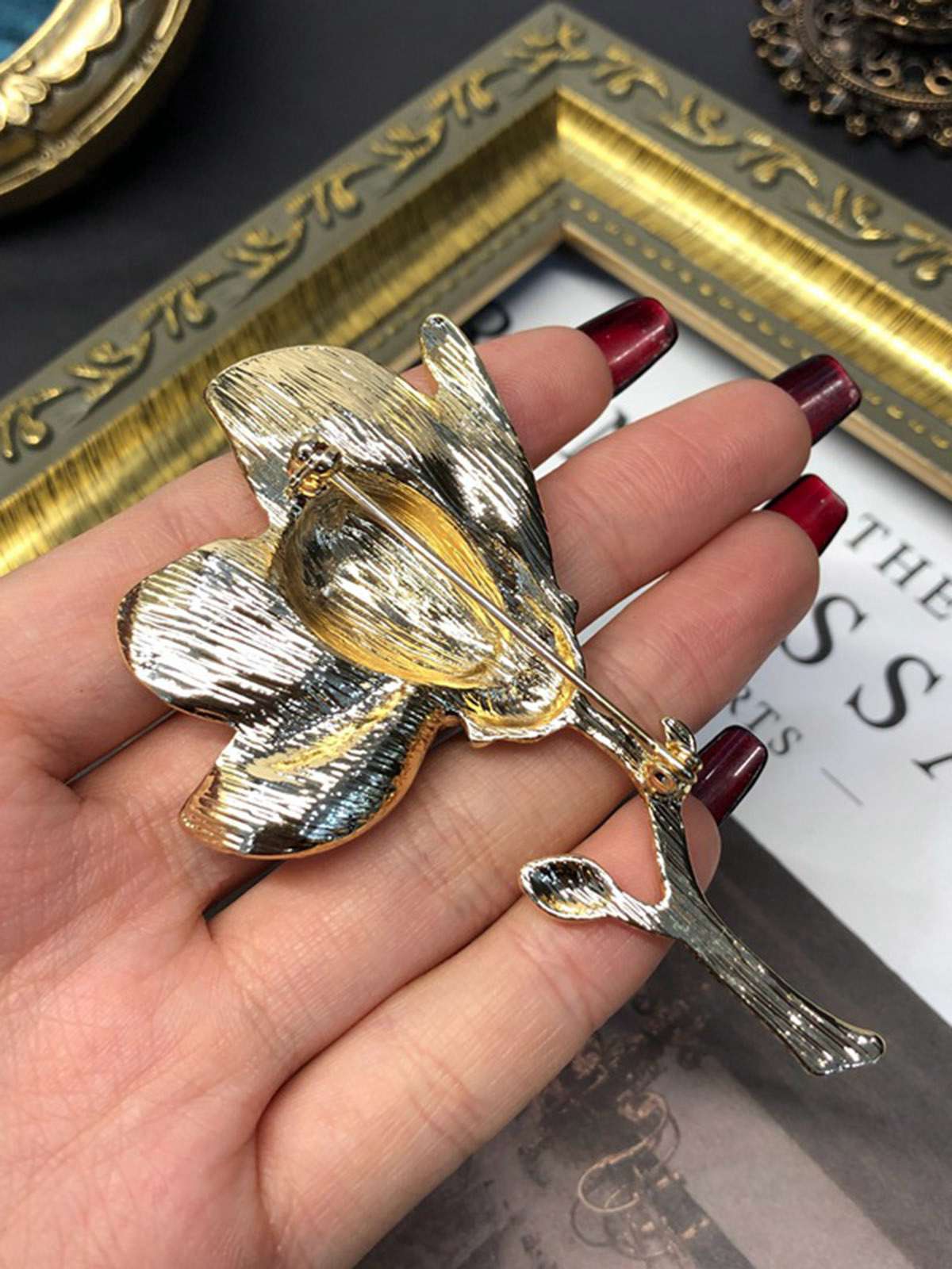 Enamel 3D Magnolia Flower Brooch - Image 6