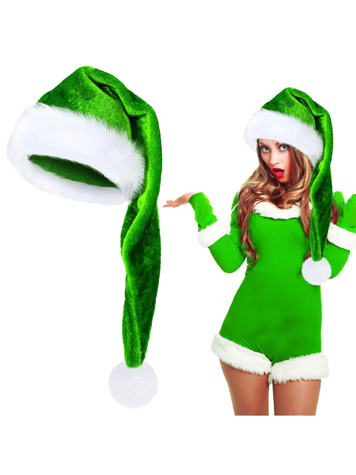 Extended Length Fluffy Christmas Hat - Image 3