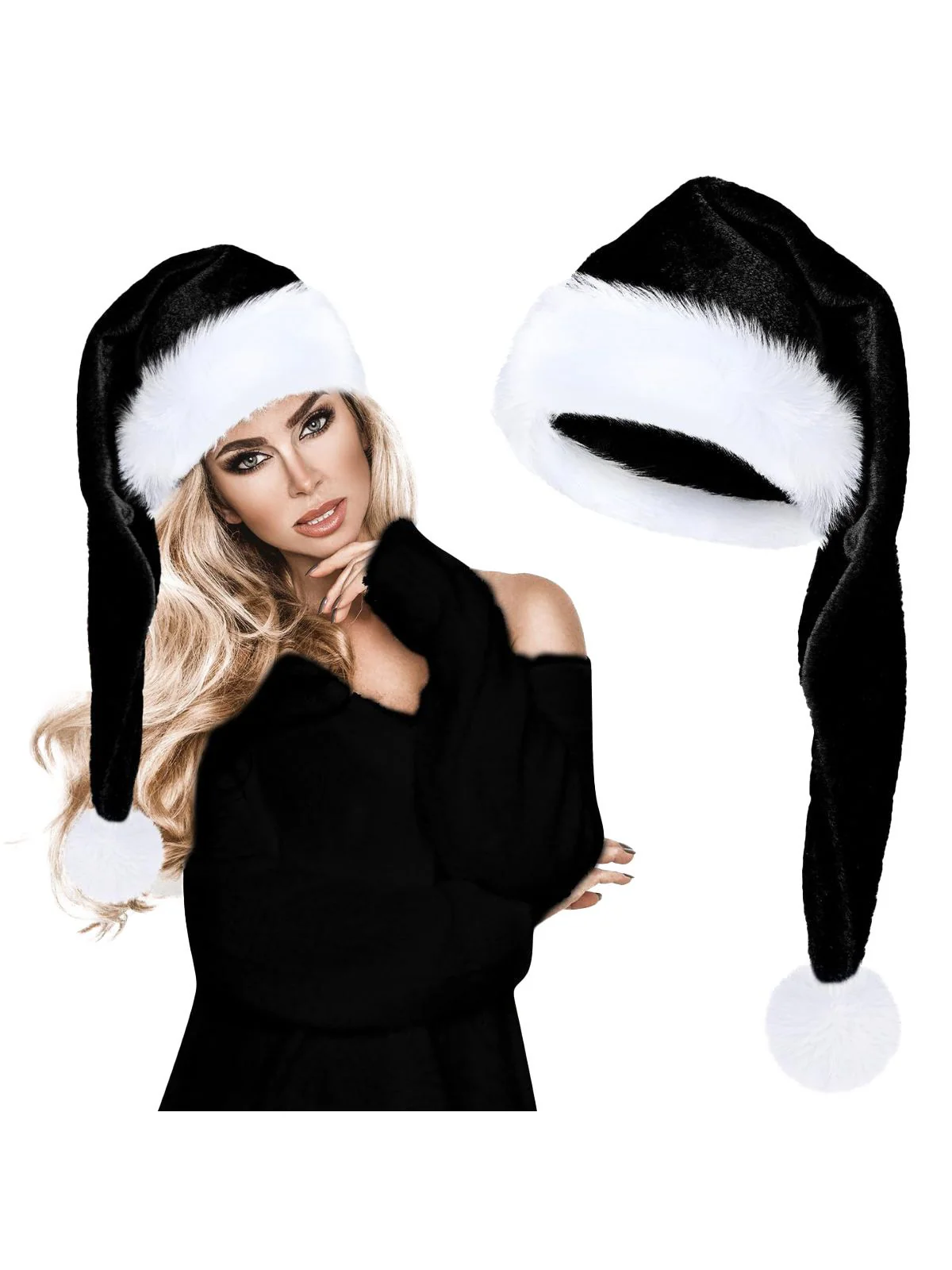Extended Length Fluffy Christmas Hat - Image 5