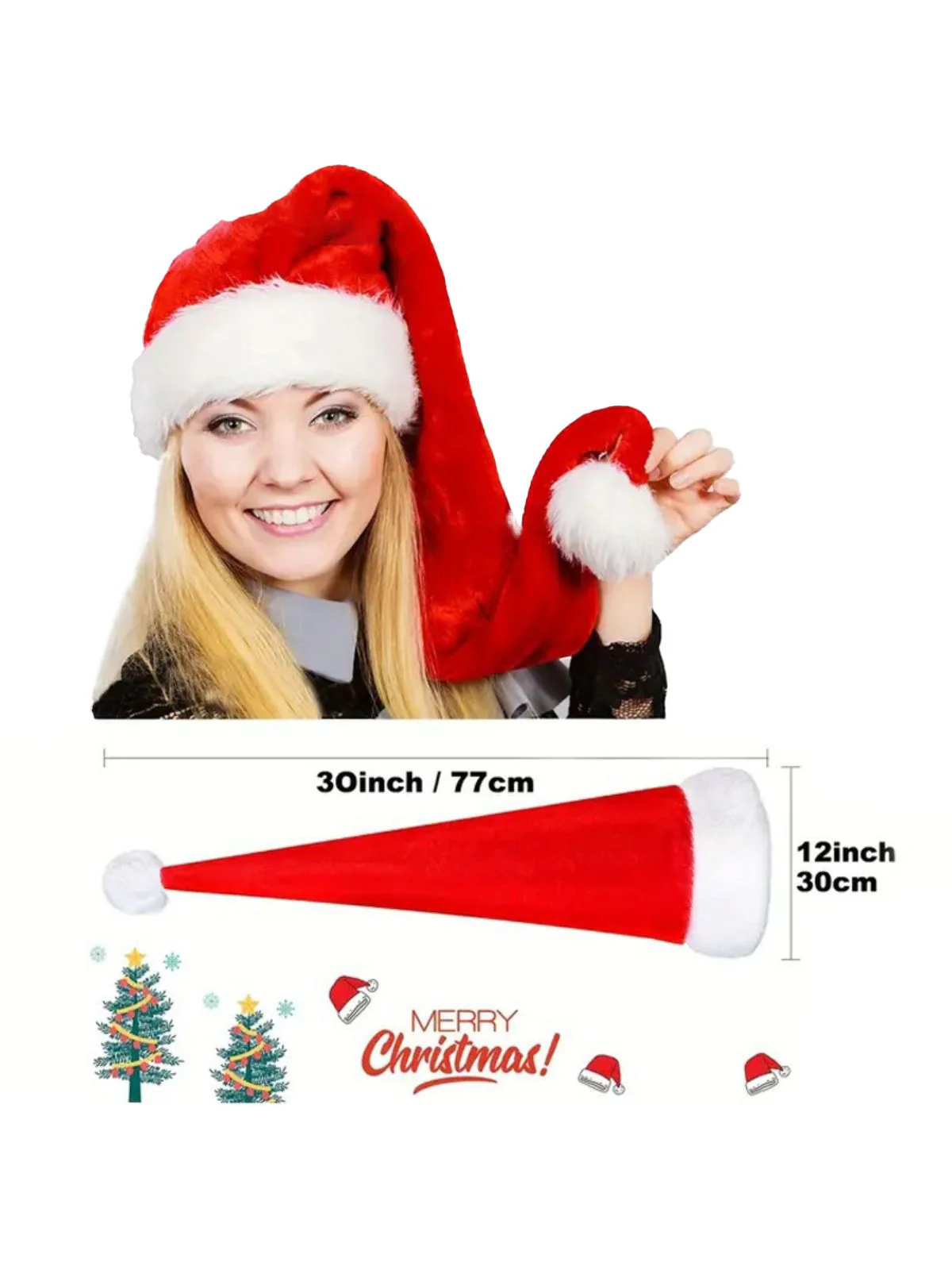 Extended Length Fluffy Christmas Hat - Image 6