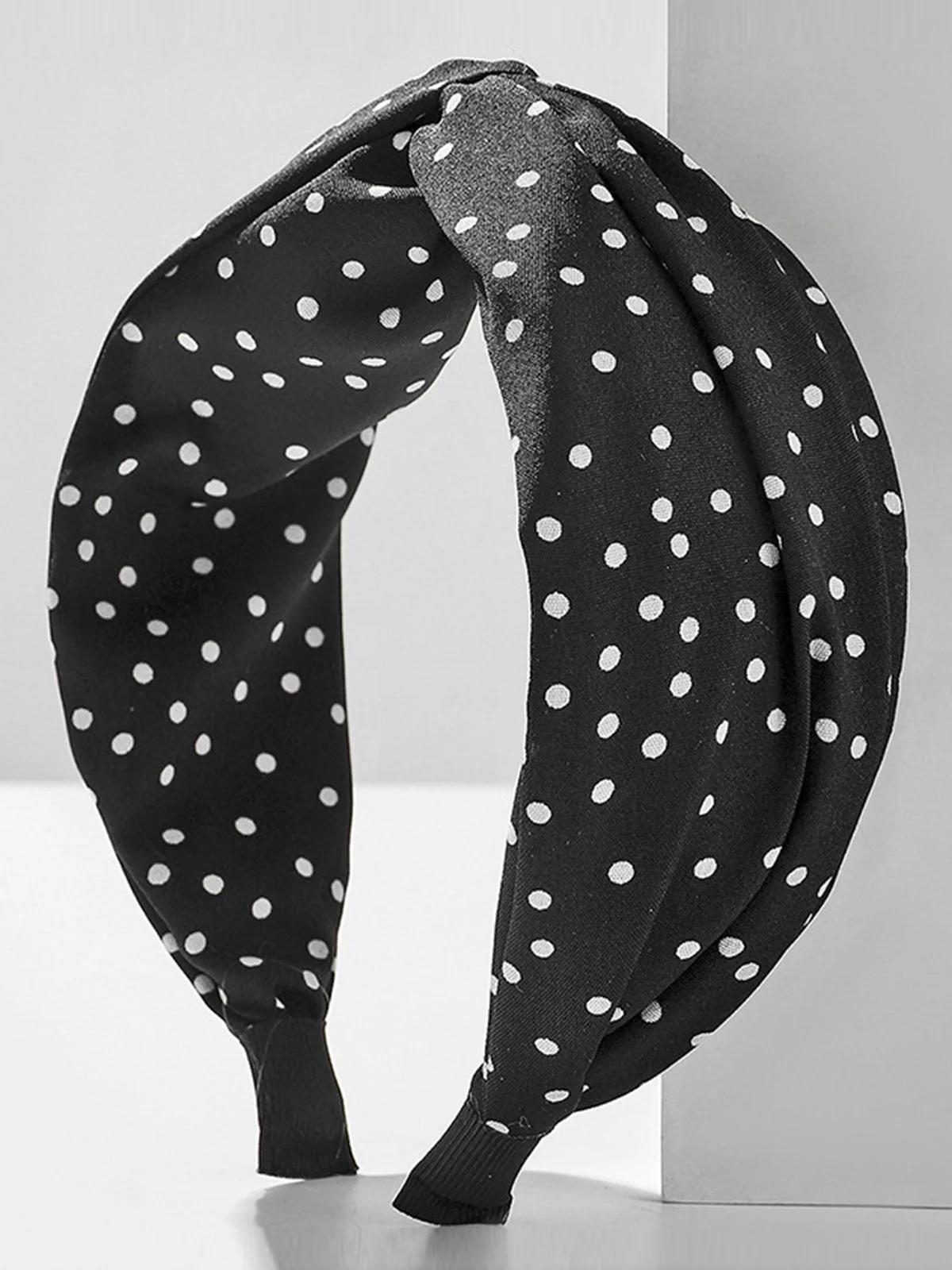 Fabric Wide Brim Polka Dot Cross Headband - Image 2