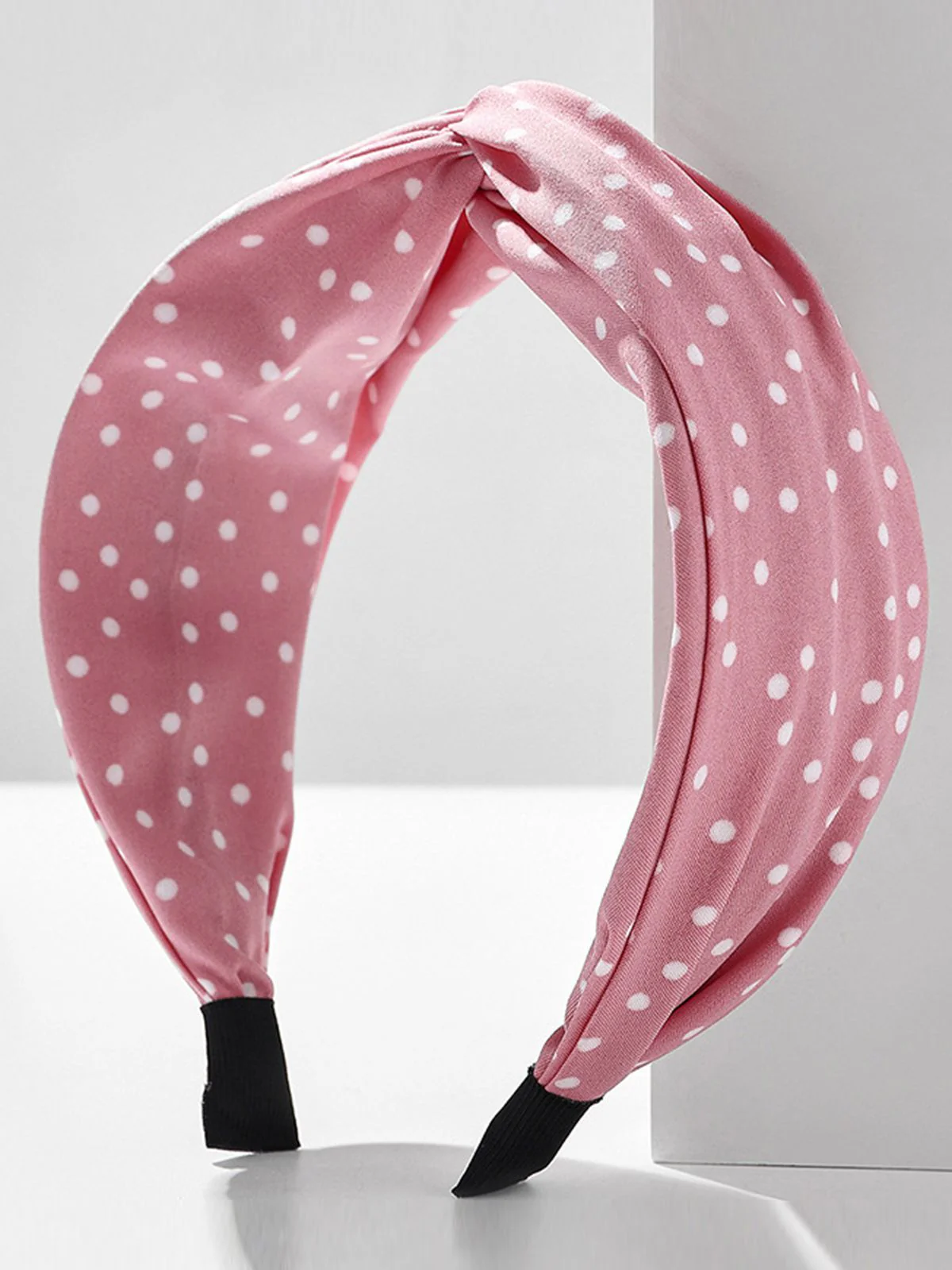 Fabric Wide Brim Polka Dot Cross Headband - Image 3
