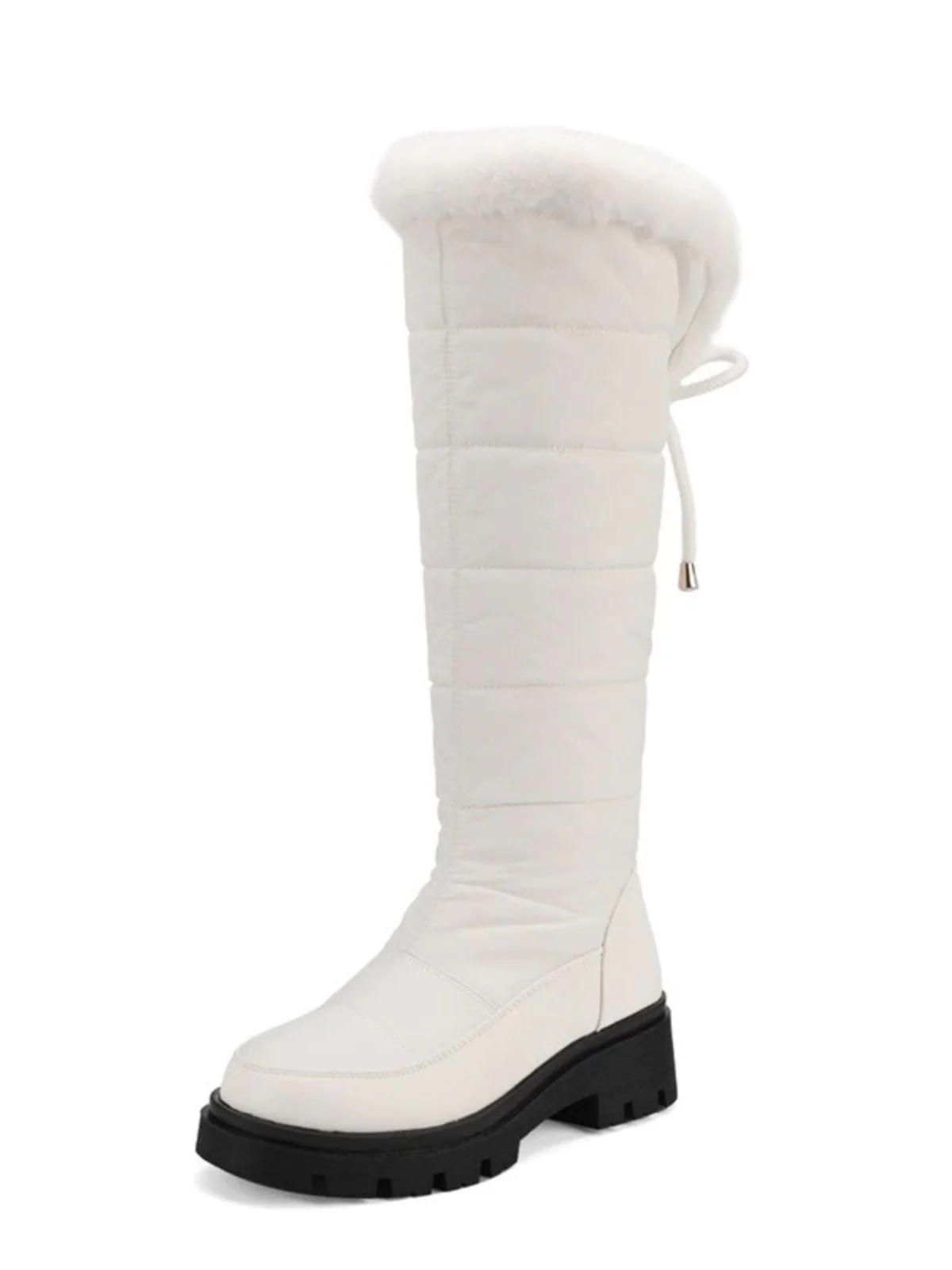 Faux Fur Knee High Snow Down Fabric Boots - Image 2