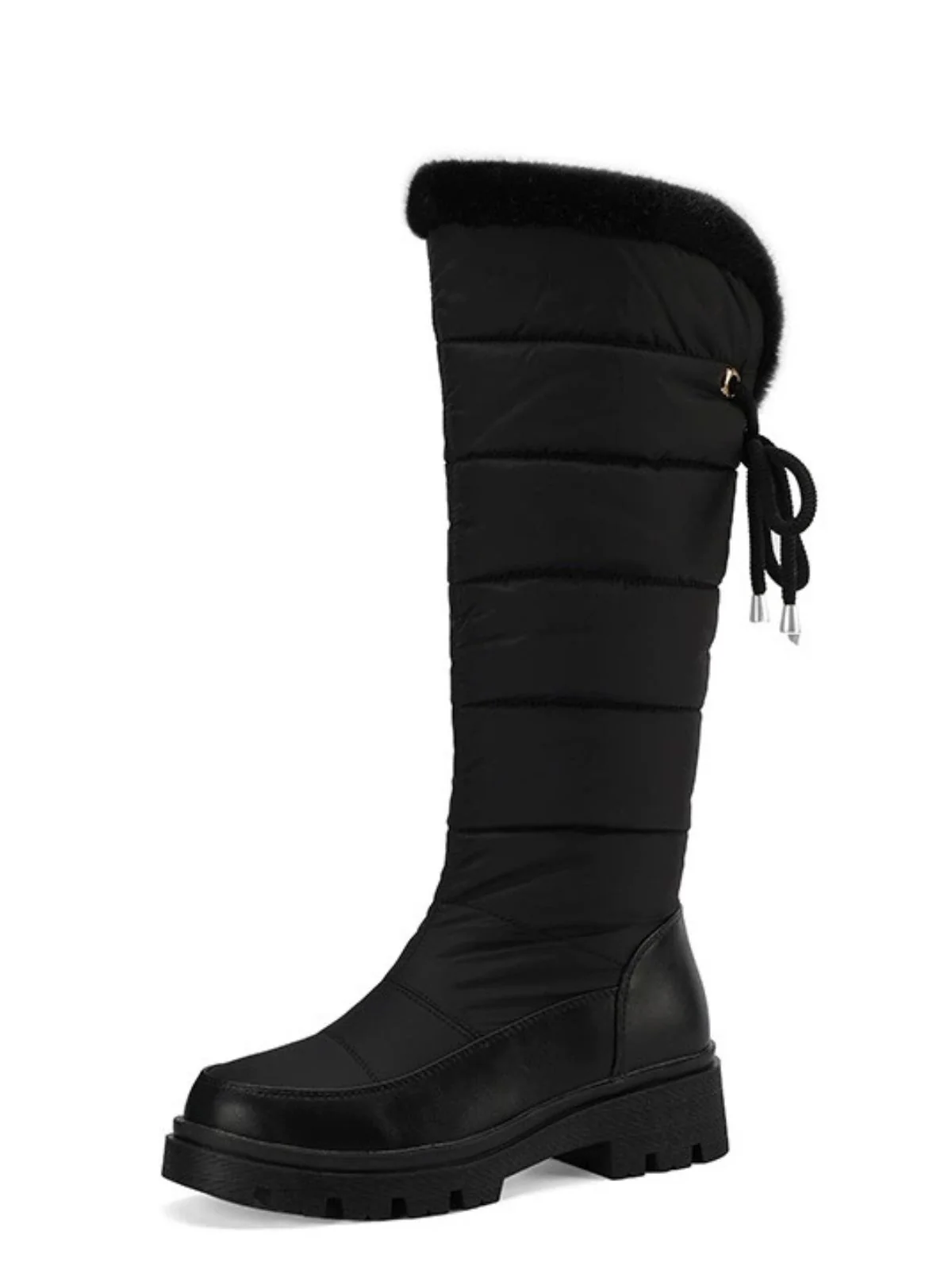 Faux Fur Knee High Snow Down Fabric Boots - Image 3