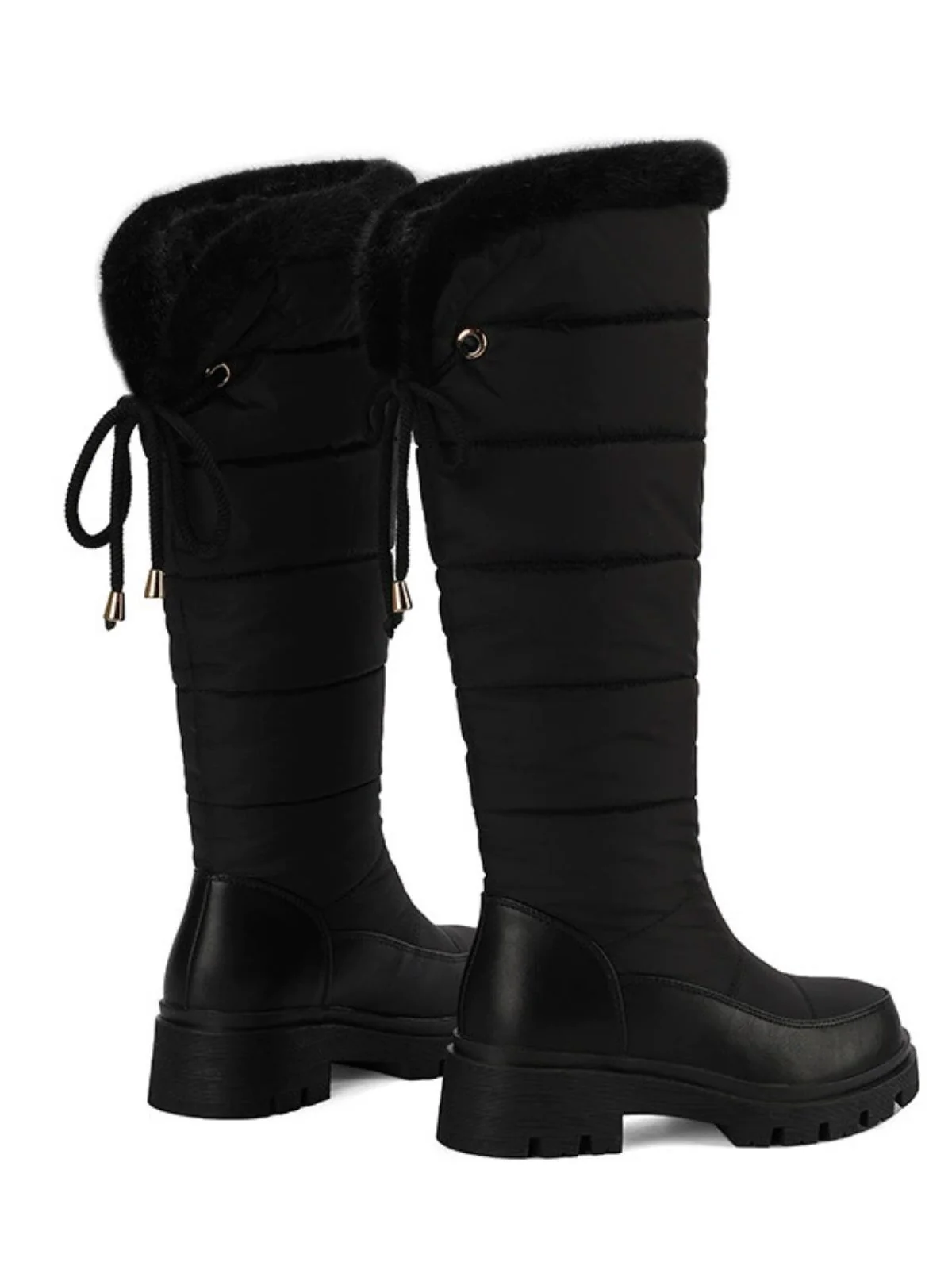 Faux Fur Knee High Snow Down Fabric Boots - Image 4