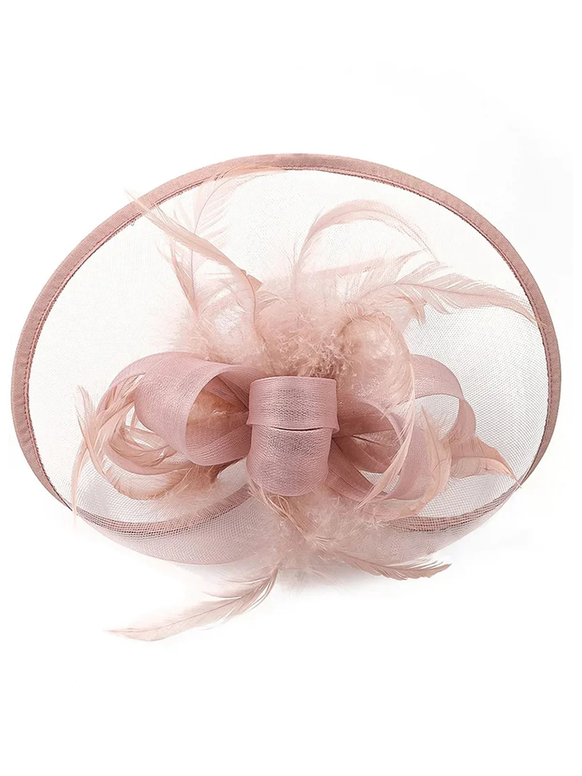 Feather Fascinator Hat With Veil - Image 2