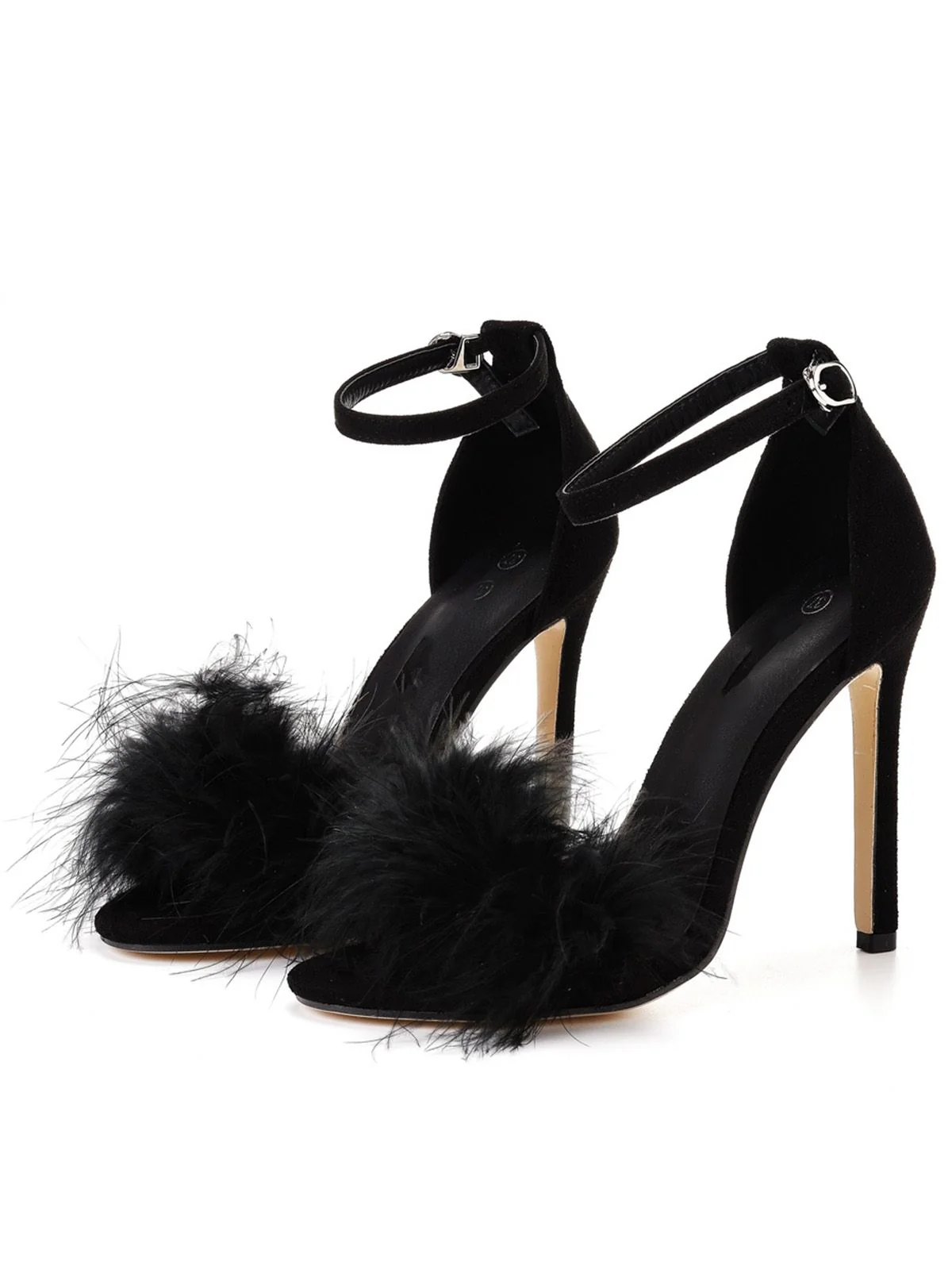 Feather Suede Strap High Heels - Image 11