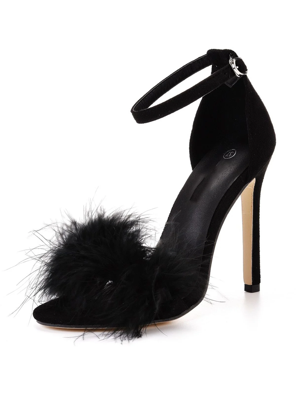 Feather Suede Strap High Heels - Image 12