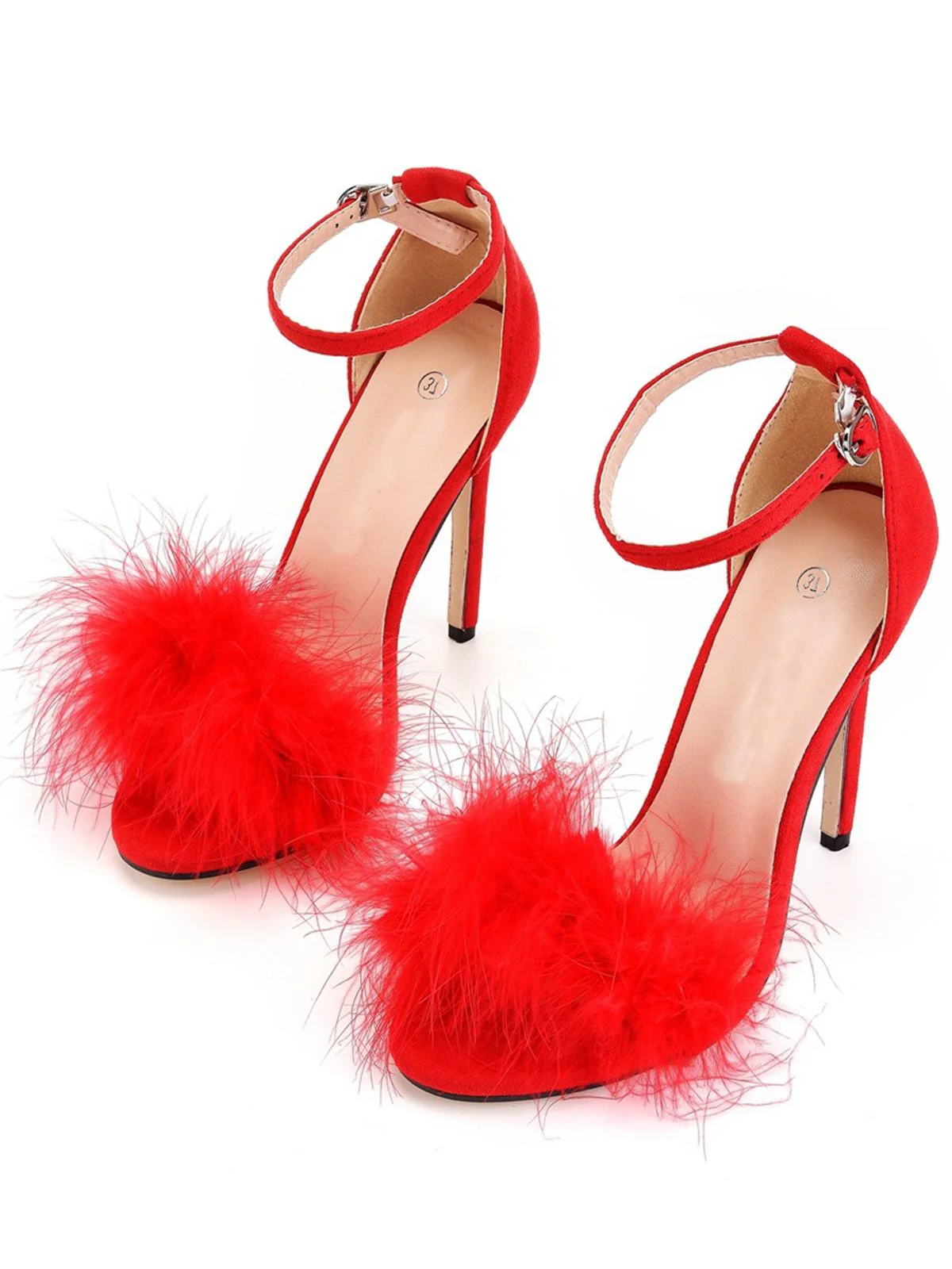 Feather Suede Strap High Heels - Image 14