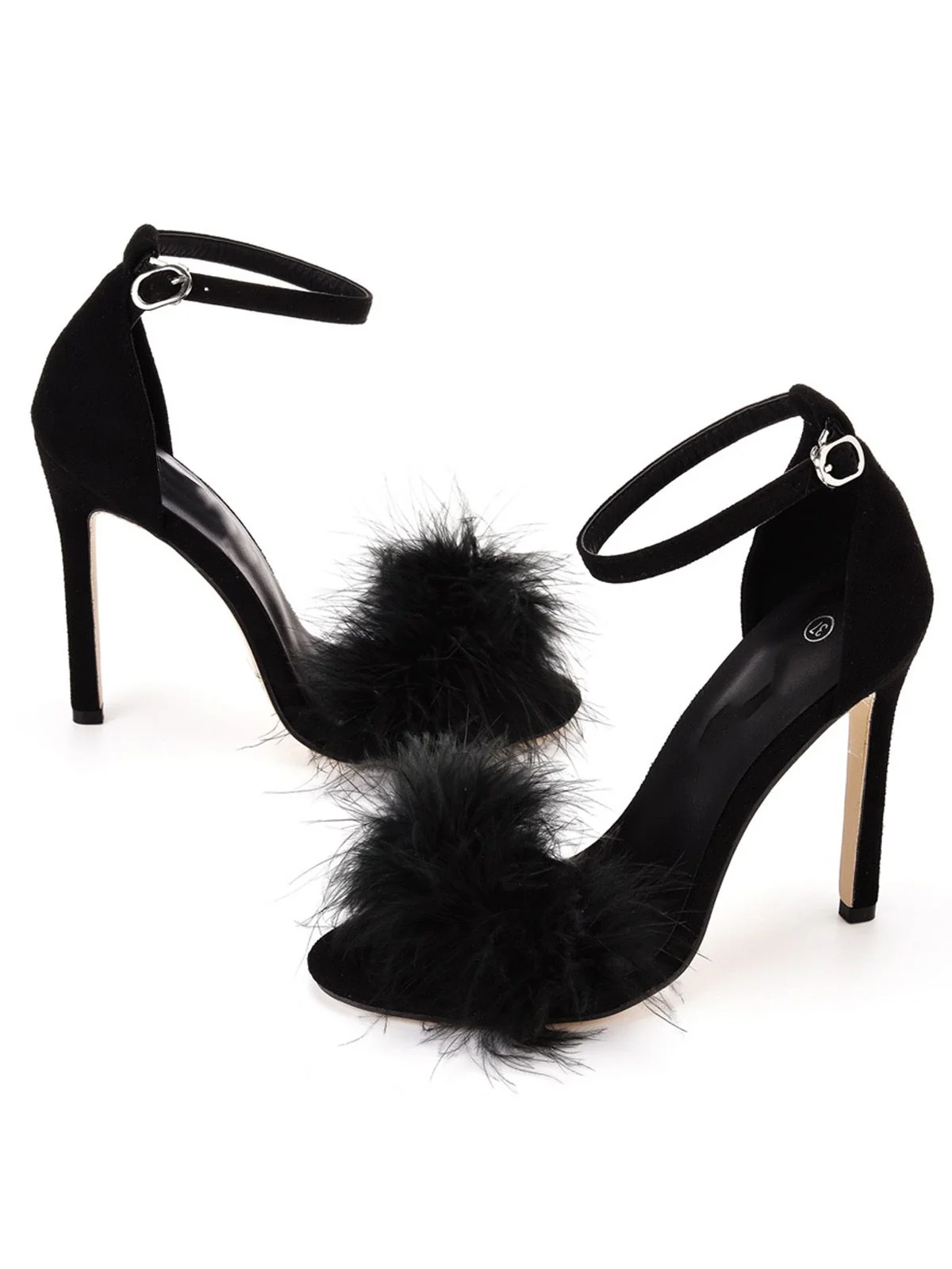 Feather Suede Strap High Heels - Image 15