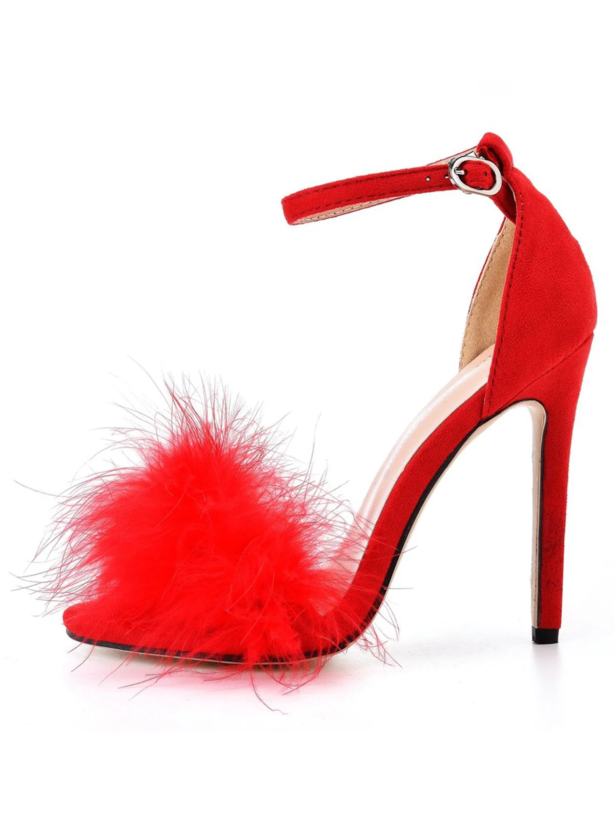 Feather Suede Strap High Heels - Image 16