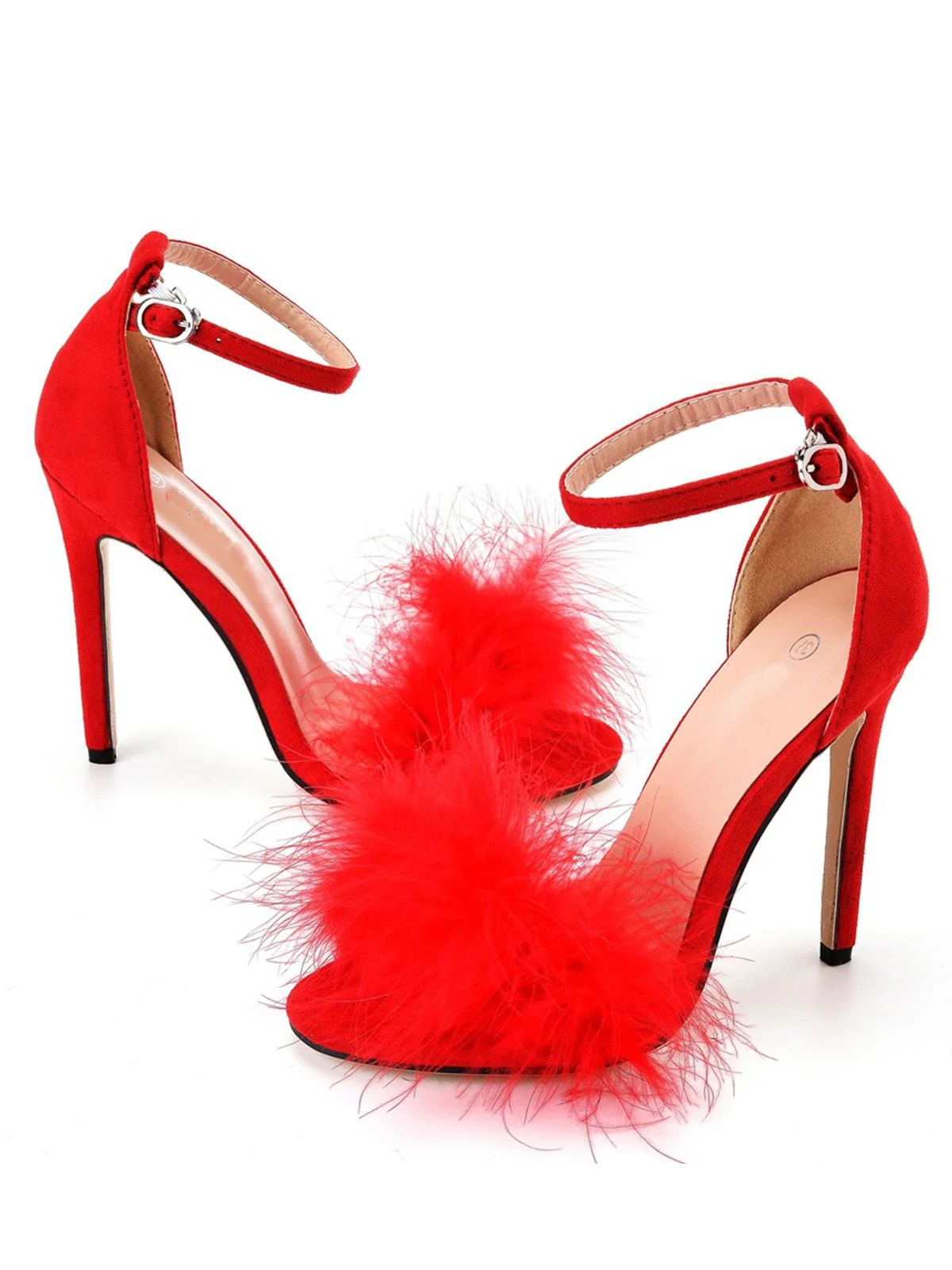 Feather Suede Strap High Heels - Image 17