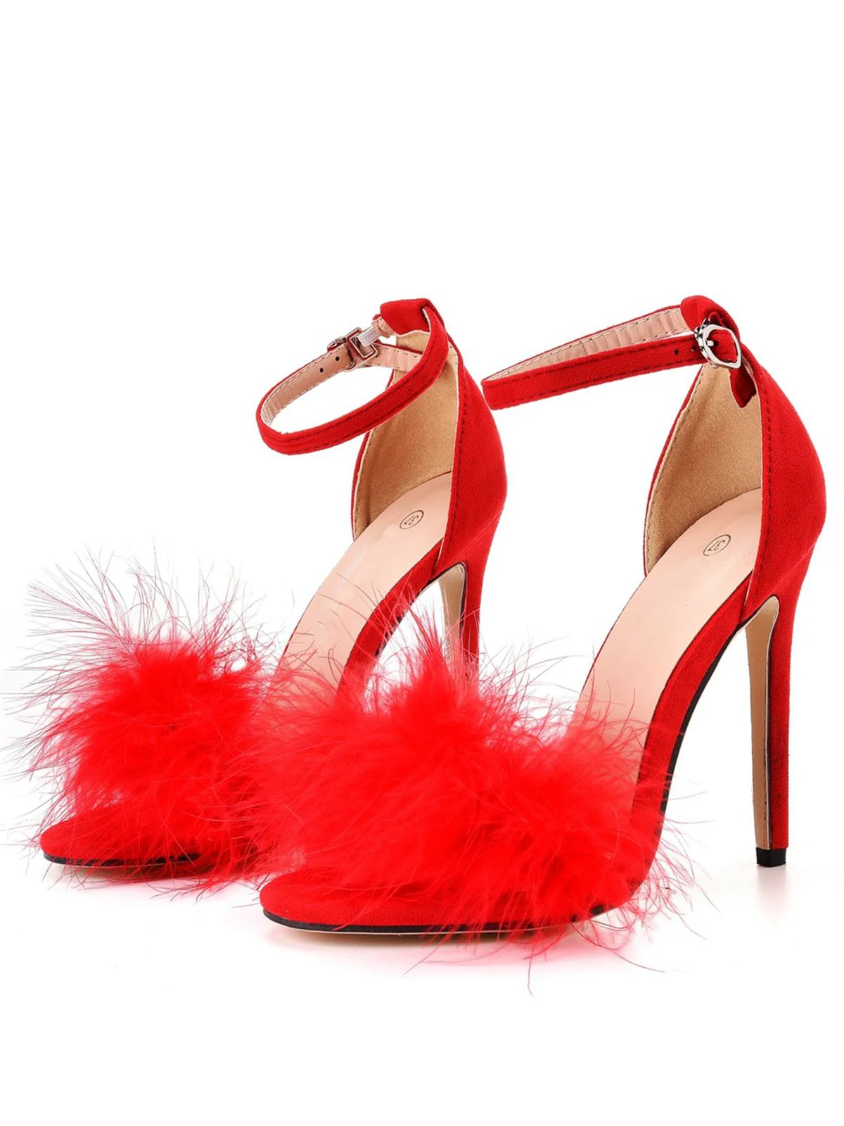 Feather Suede Strap High Heels - Image 18