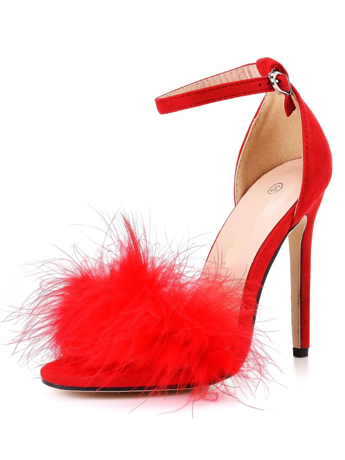 Feather Suede Strap High Heels - Image 19