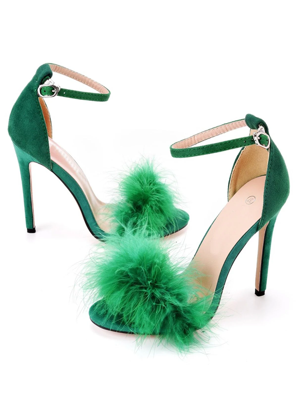 Feather Suede Strap High Heels - Image 23