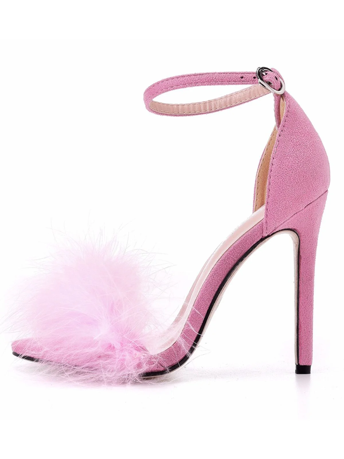 Feather Suede Strap High Heels - Image 5