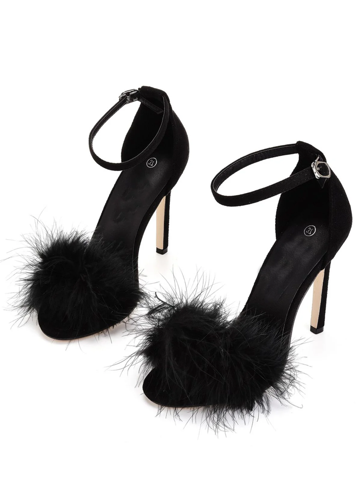 Feather Suede Strap High Heels - Image 6