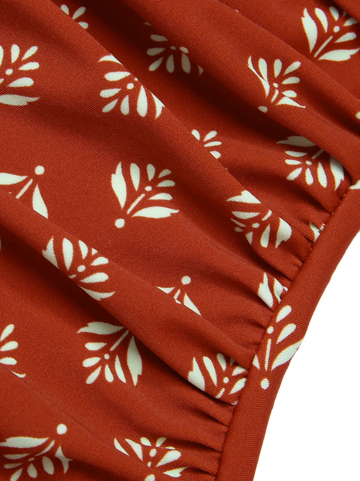 Fire Brick Red 1940s Leaves V-Neck Swimsuit - Image 6