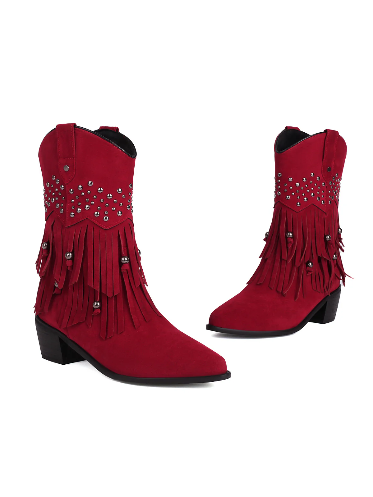 Flannelette Cone Heel Western Boots - Image 11