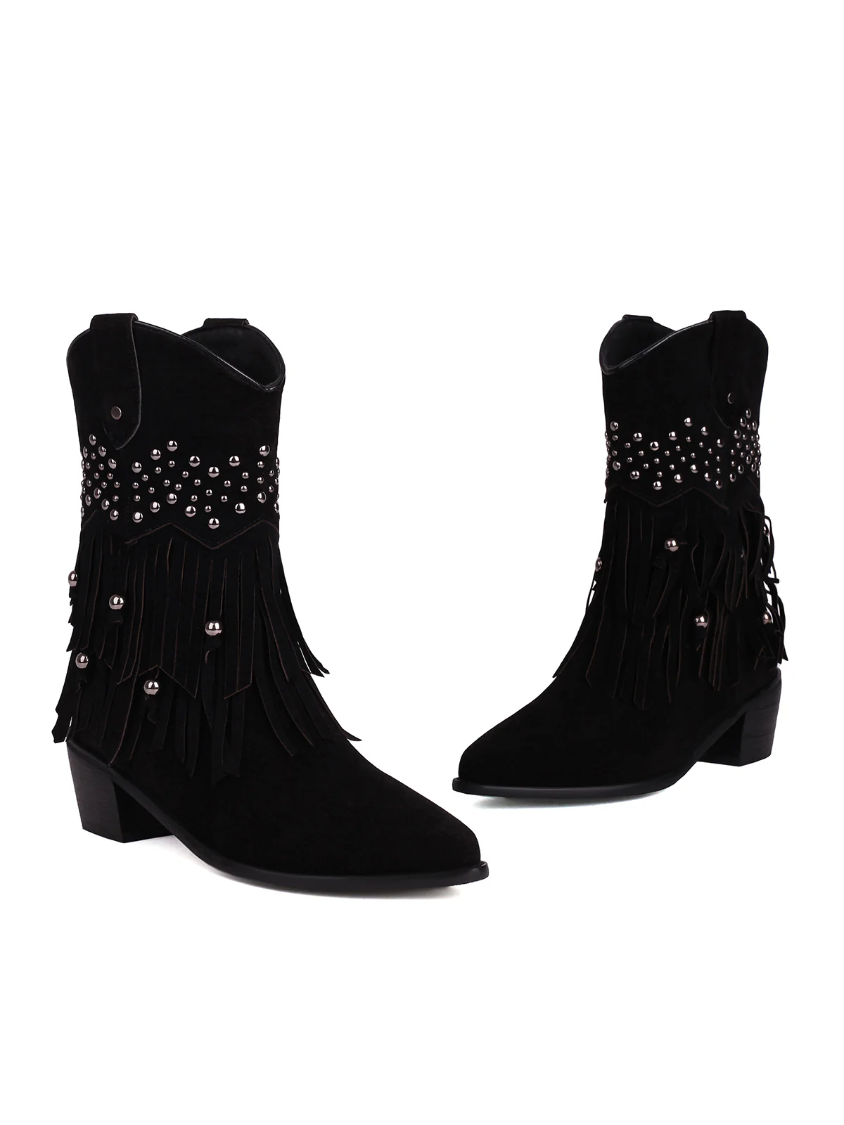 Flannelette Cone Heel Western Boots - Image 7