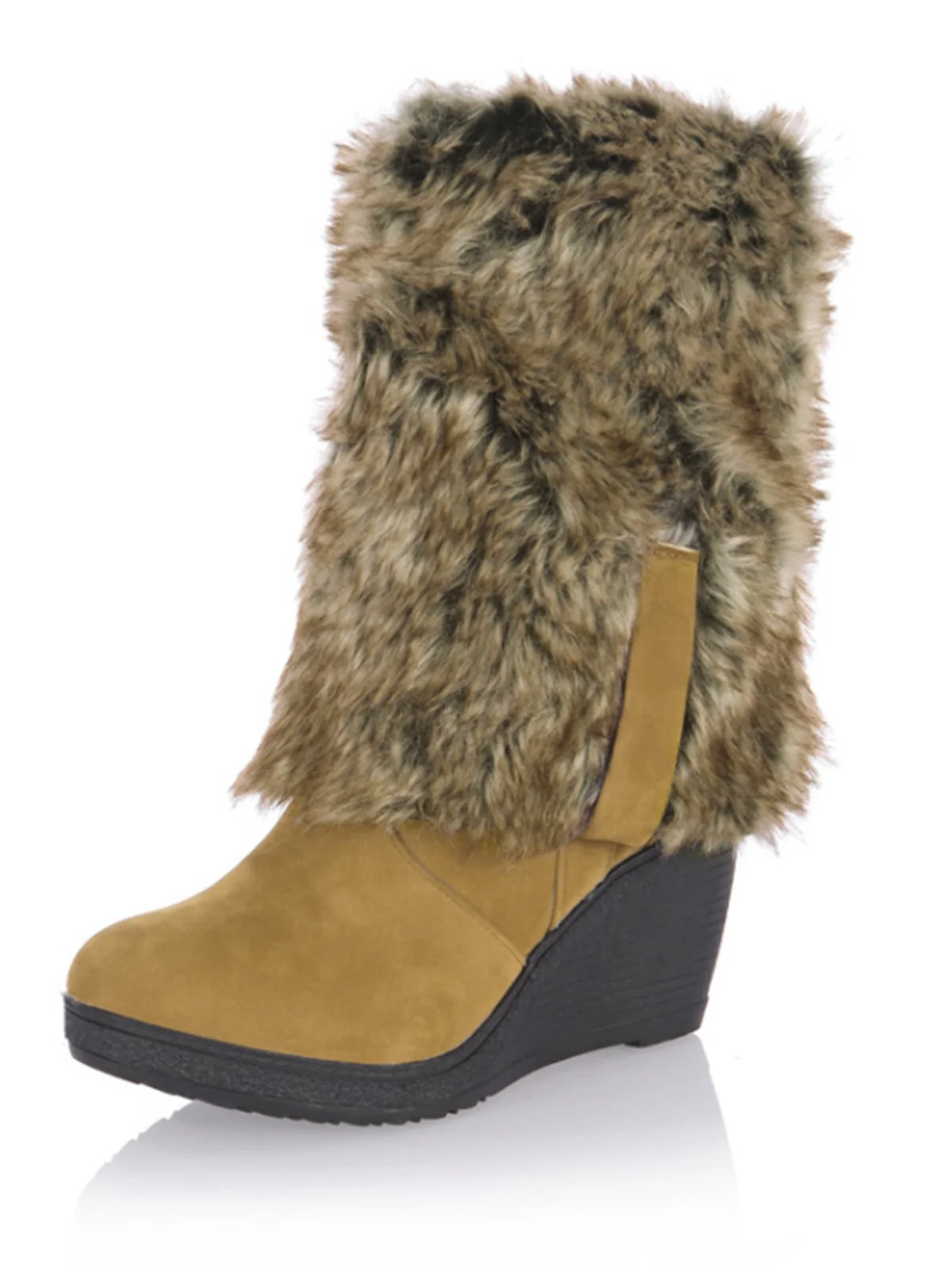 Frosted Leather Wedge Heel Knee High Boots - Image 2