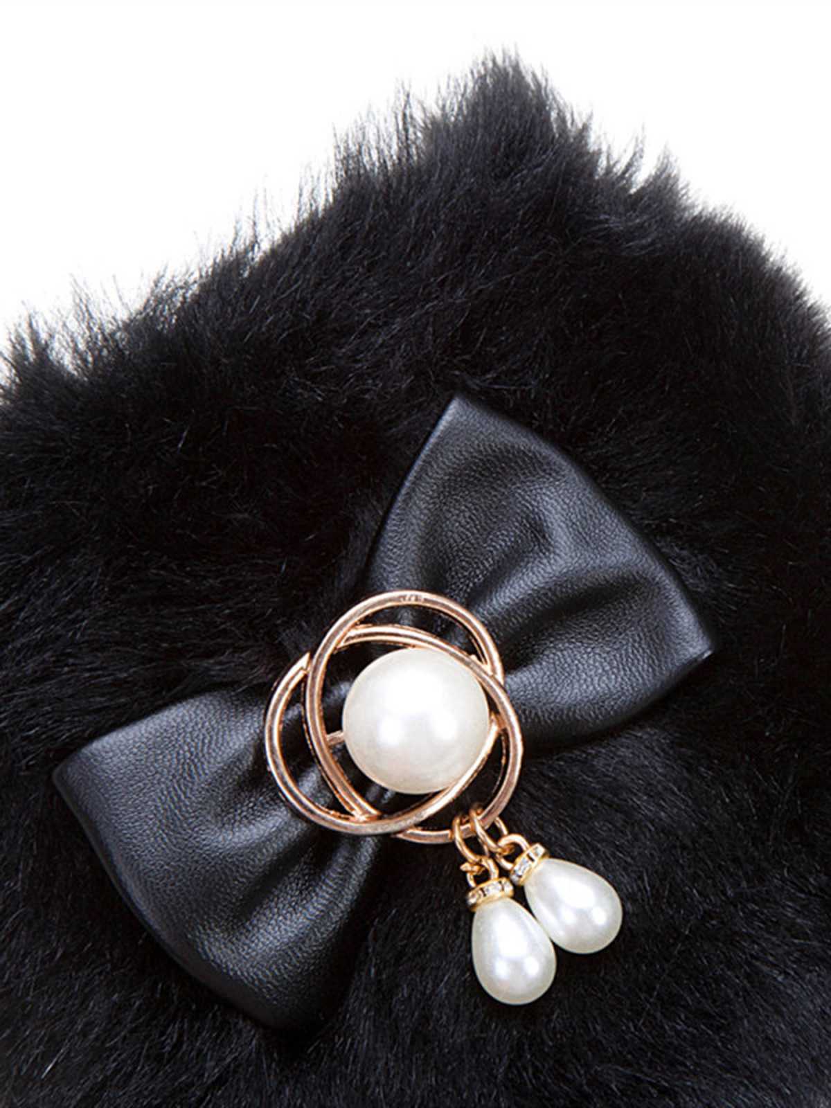 Fur Bow Pointed High Heels Boots - Image 9