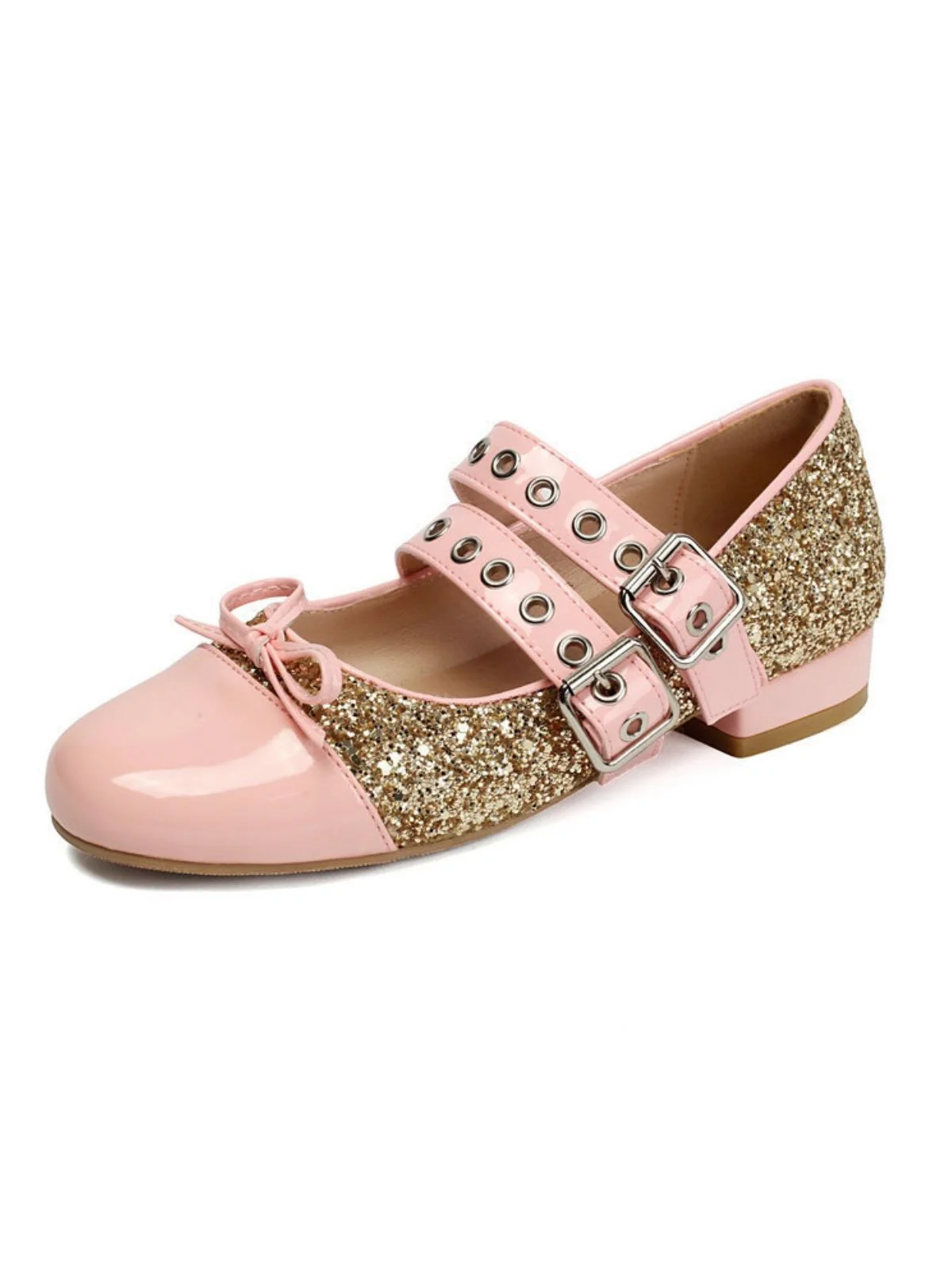 Glitter Buckle Details Mary Jane Heels - Image 4