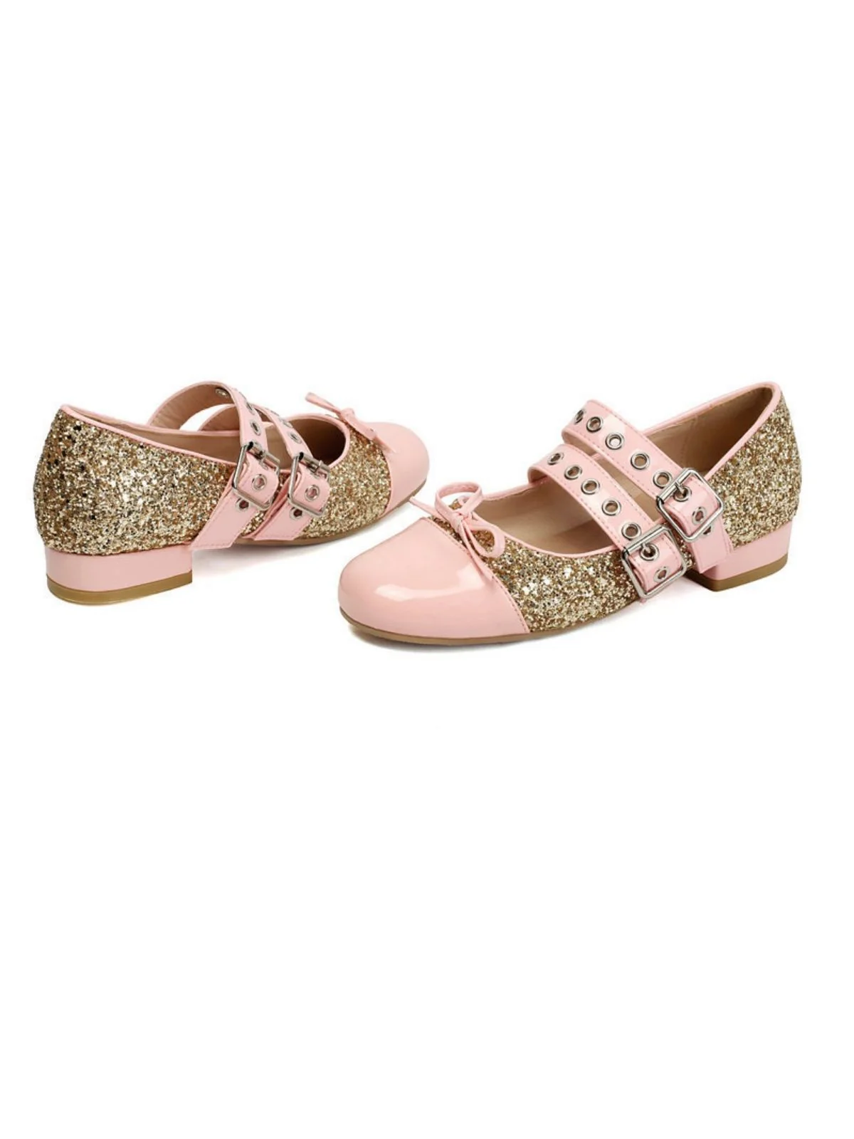 Glitter Buckle Details Mary Jane Heels - Image 5