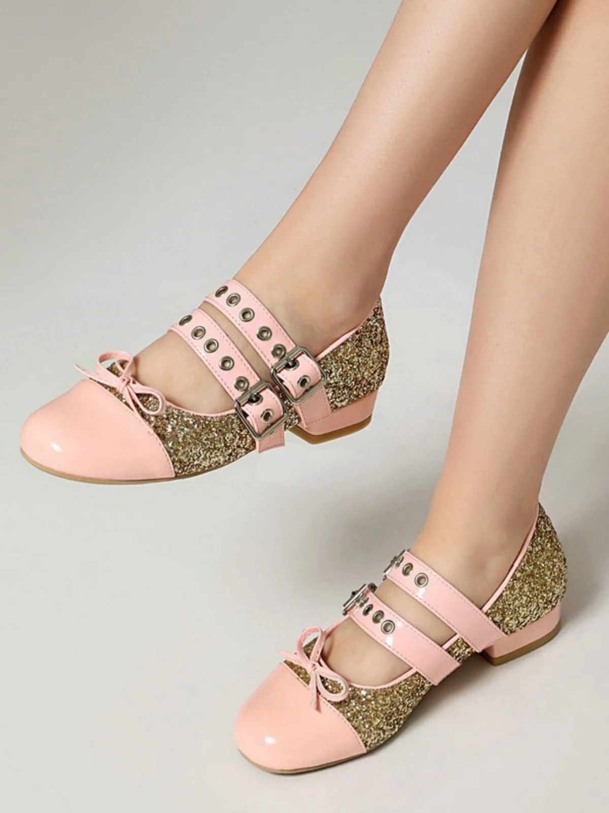 Glitter Buckle Details Mary Jane Heels - Image 6