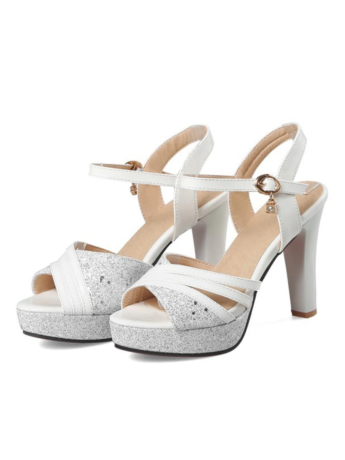 Glitter PU Leather High Heel Sandals - Image 8