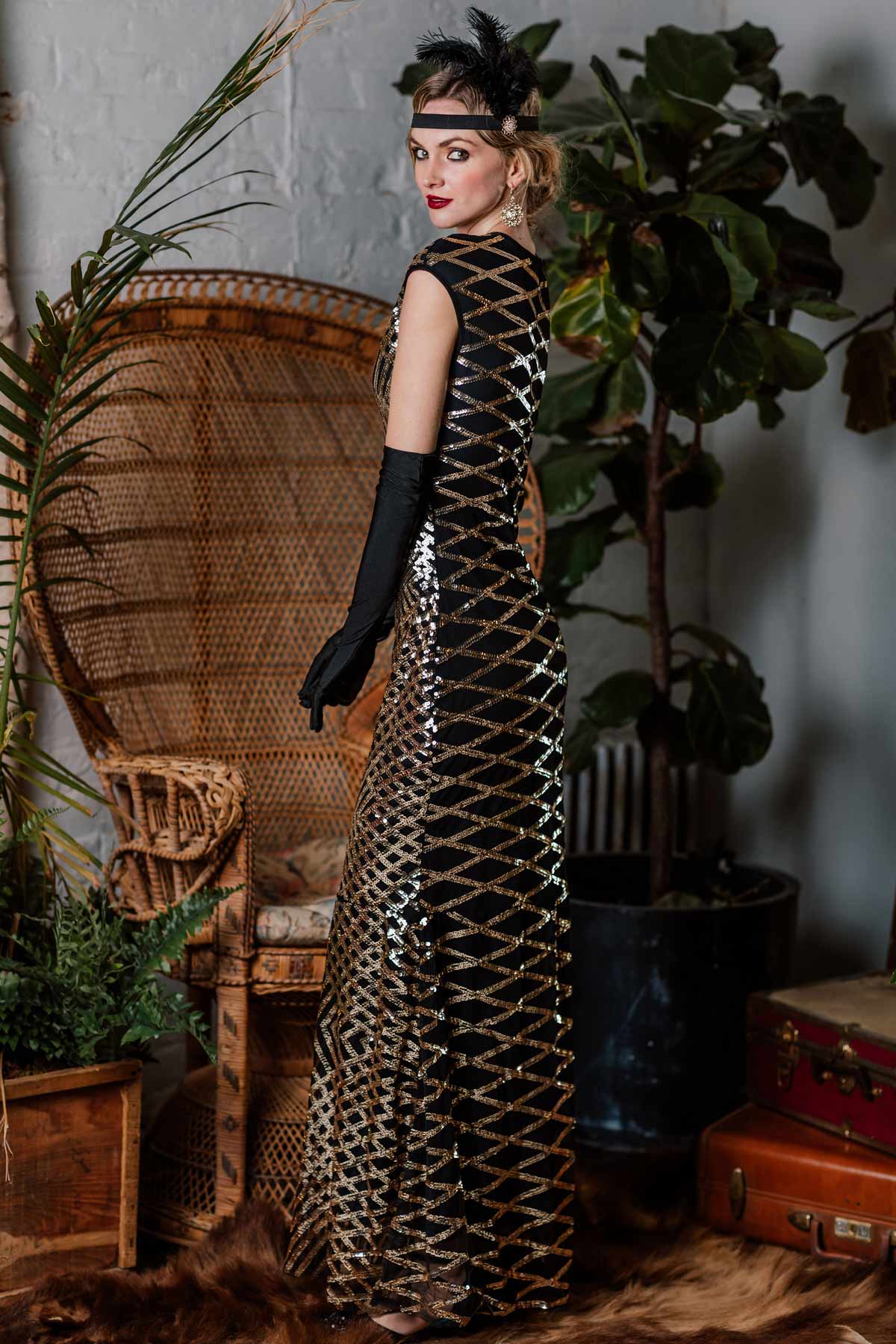 Gold 1920s Sequin Maxi Dress - Image 3