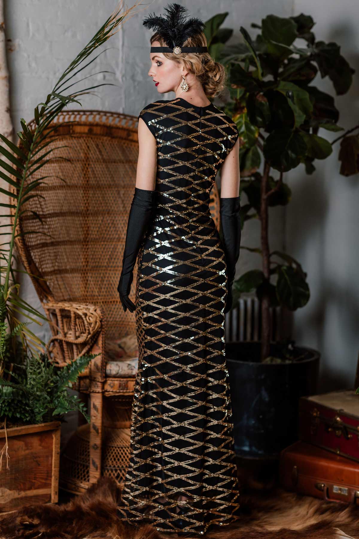 Gold 1920s Sequin Maxi Dress - Image 4