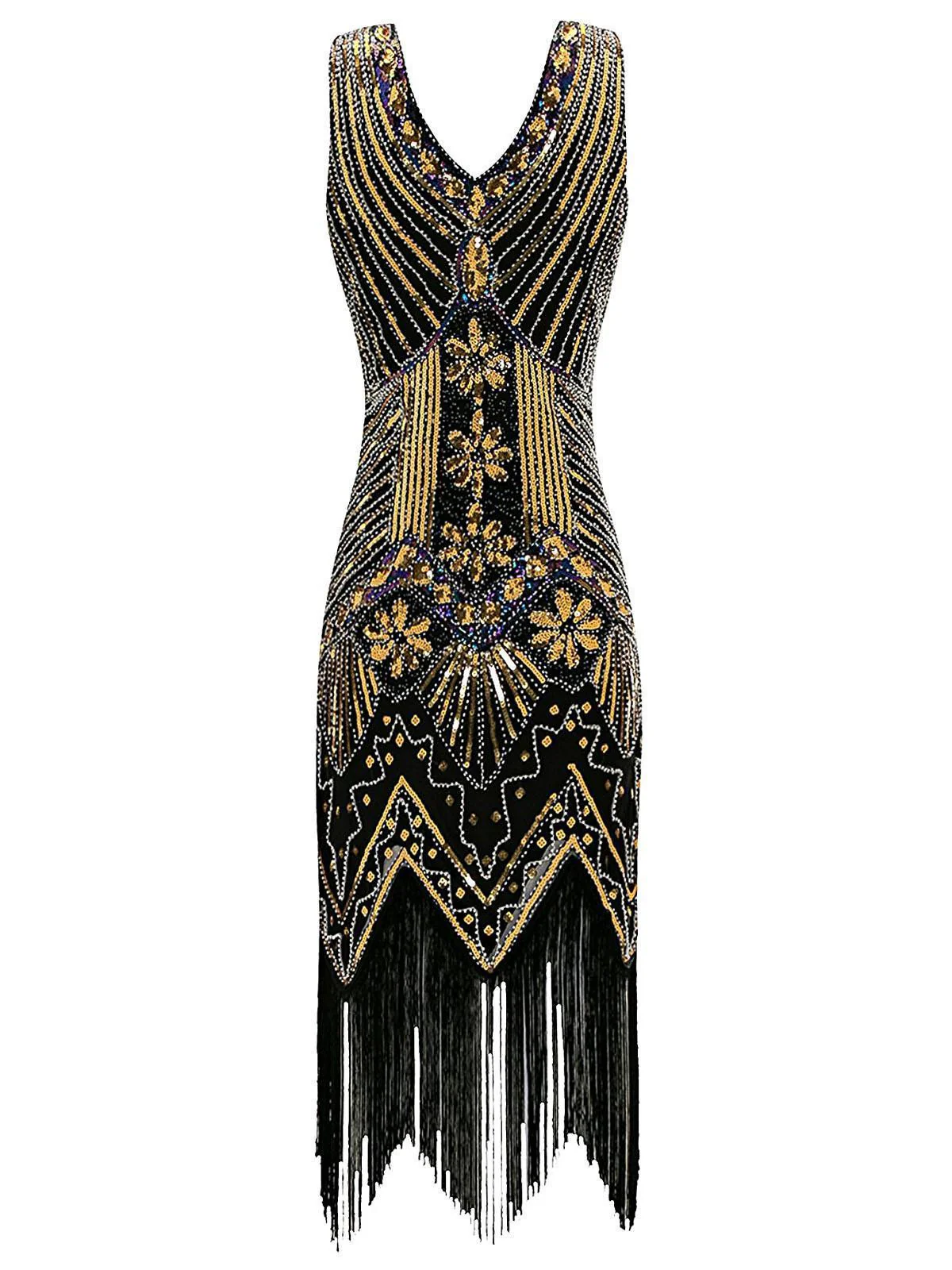 Gold 1920s Sequined Flapper Dress - Image 4