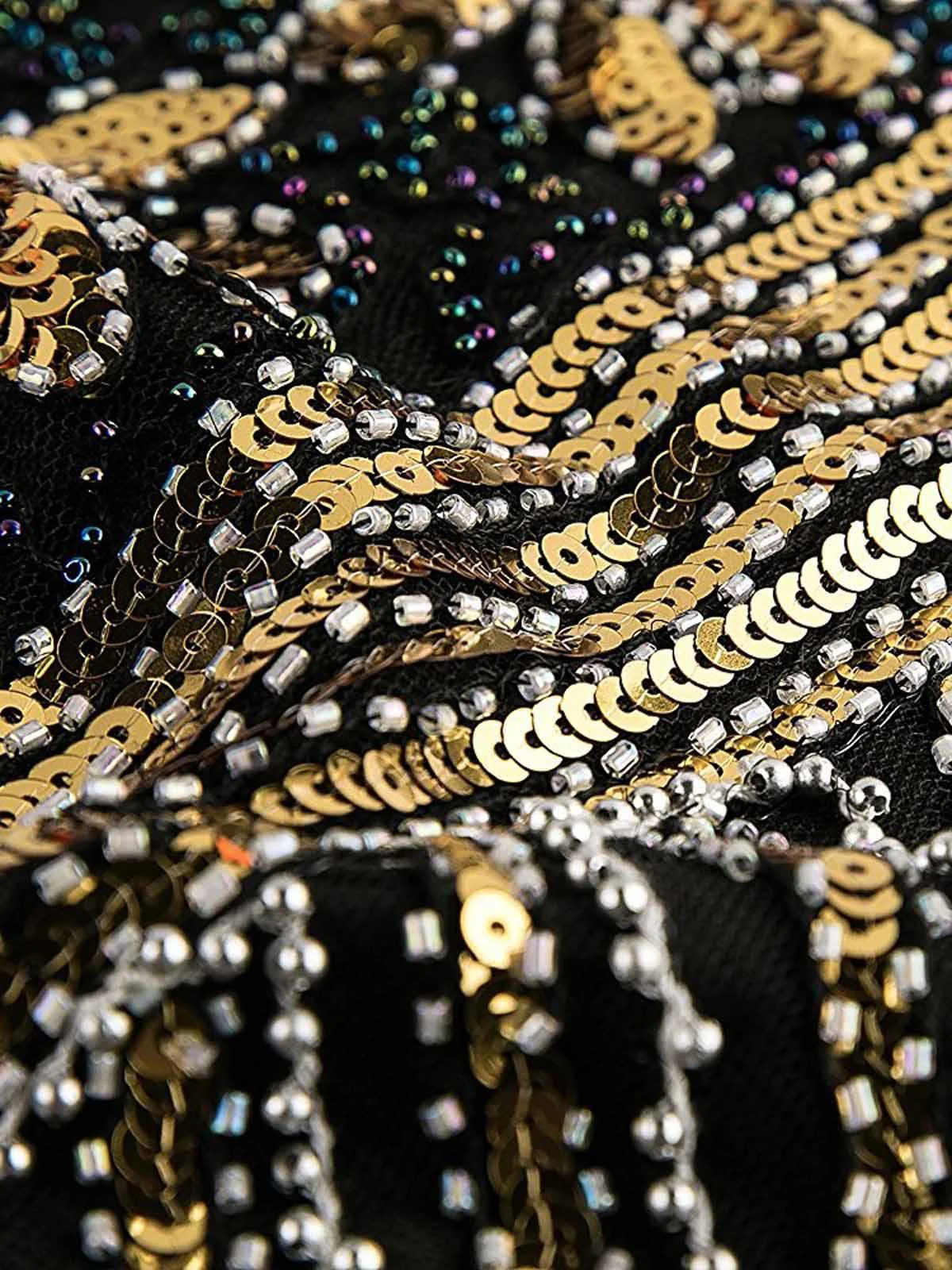 Gold 1920s Sequined Flapper Dress - Image 5
