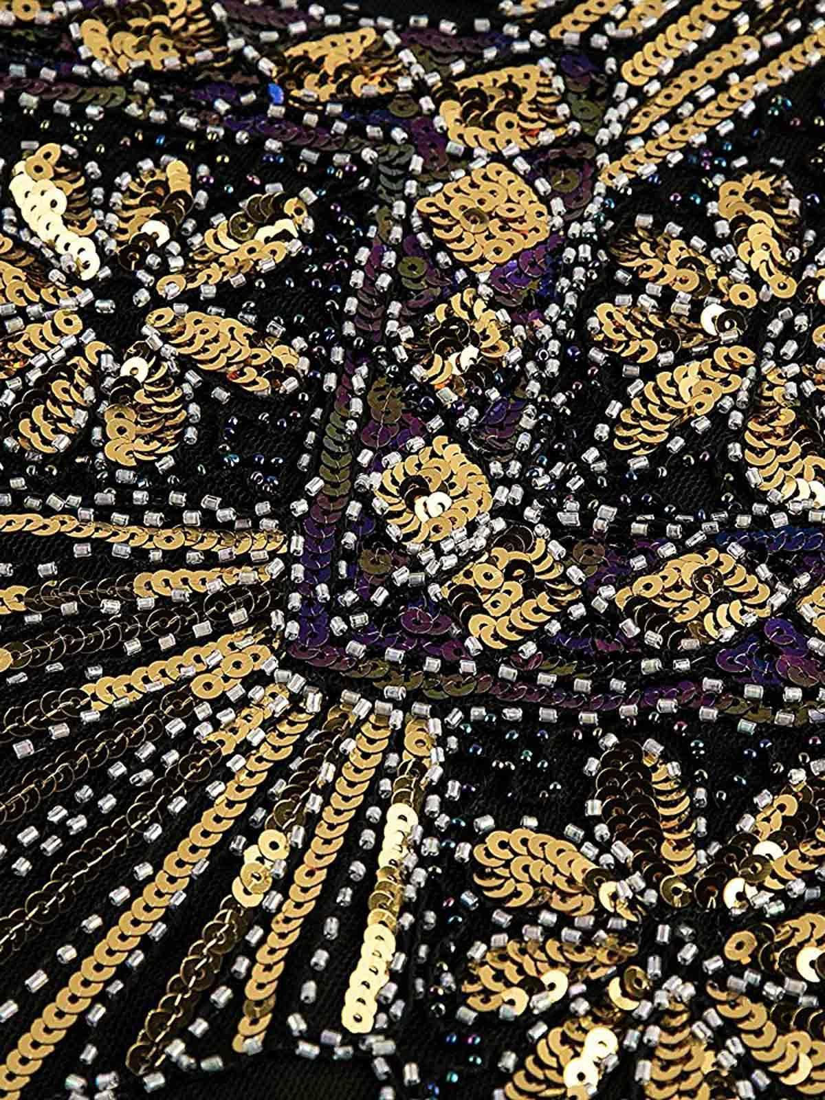 Gold 1920s Sequined Flapper Dress - Image 6