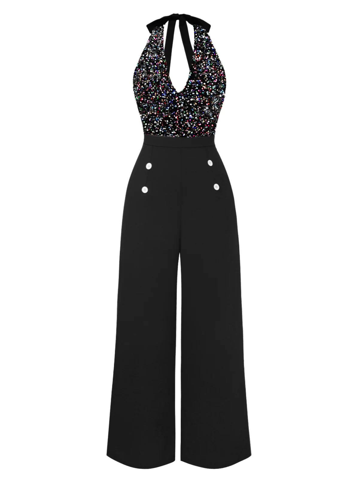 Gold 1930s Halter Neck Sequined Jumpsuit - Image 8
