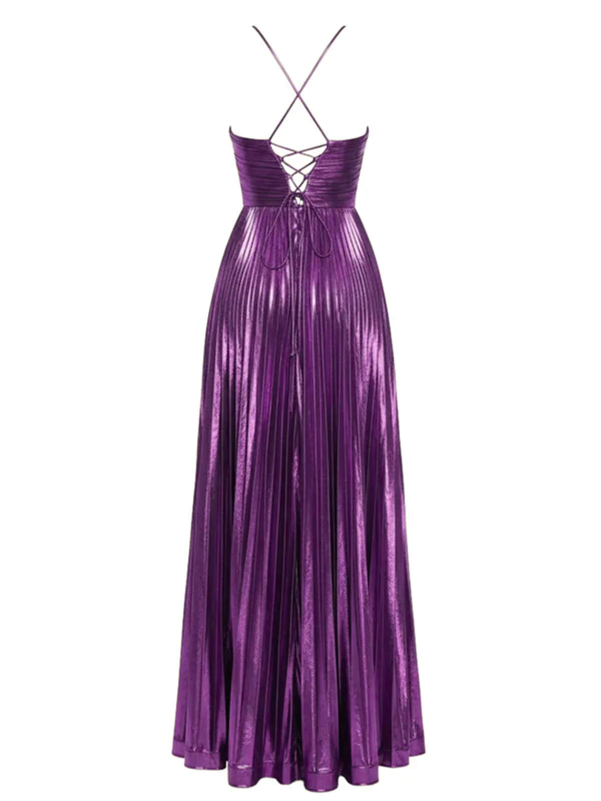 Gold 1930s Metallic Cross Halter Pleated Dress - Image 6