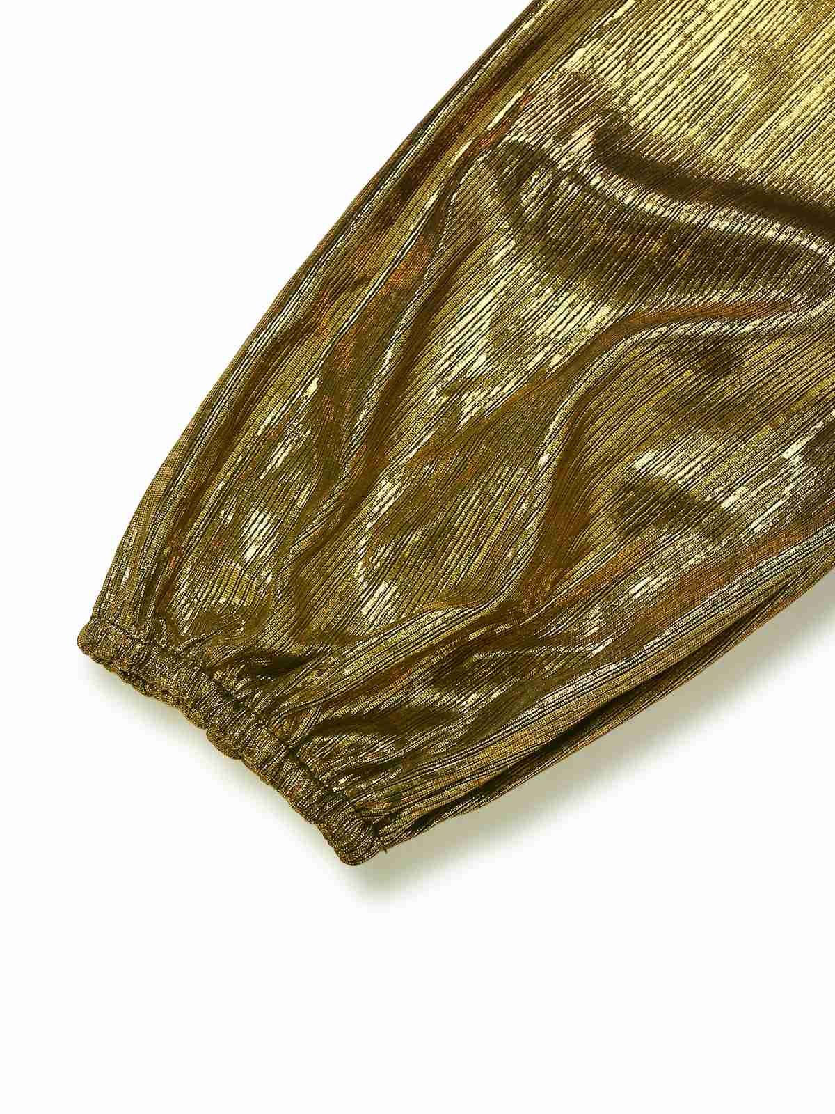 Gold 1930s Metallic Fabric V-Neck Jumpsuit - Image 5