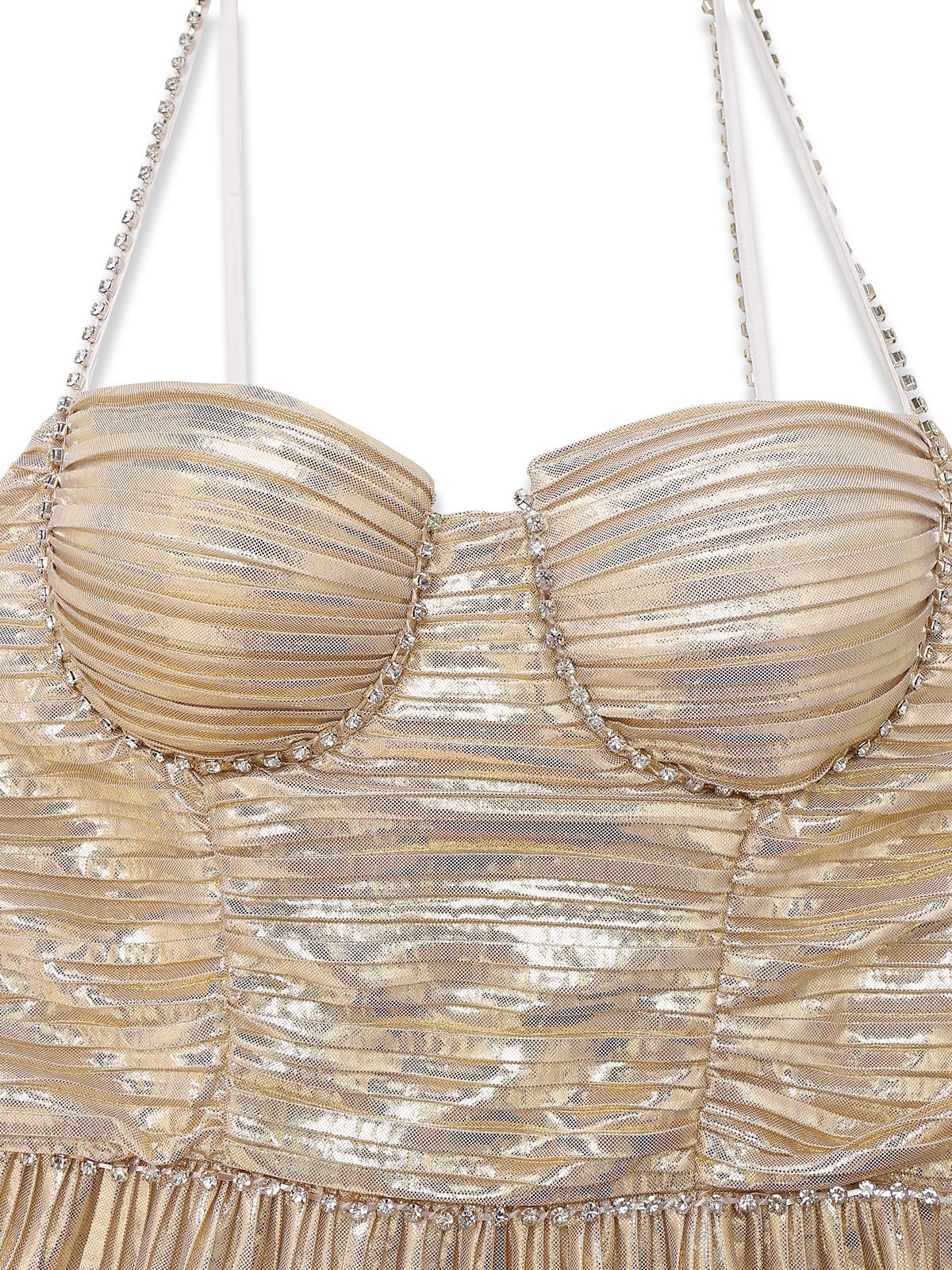 Gold 1930s Metallic Tiered Spaghetti Strap Dress - Image 4